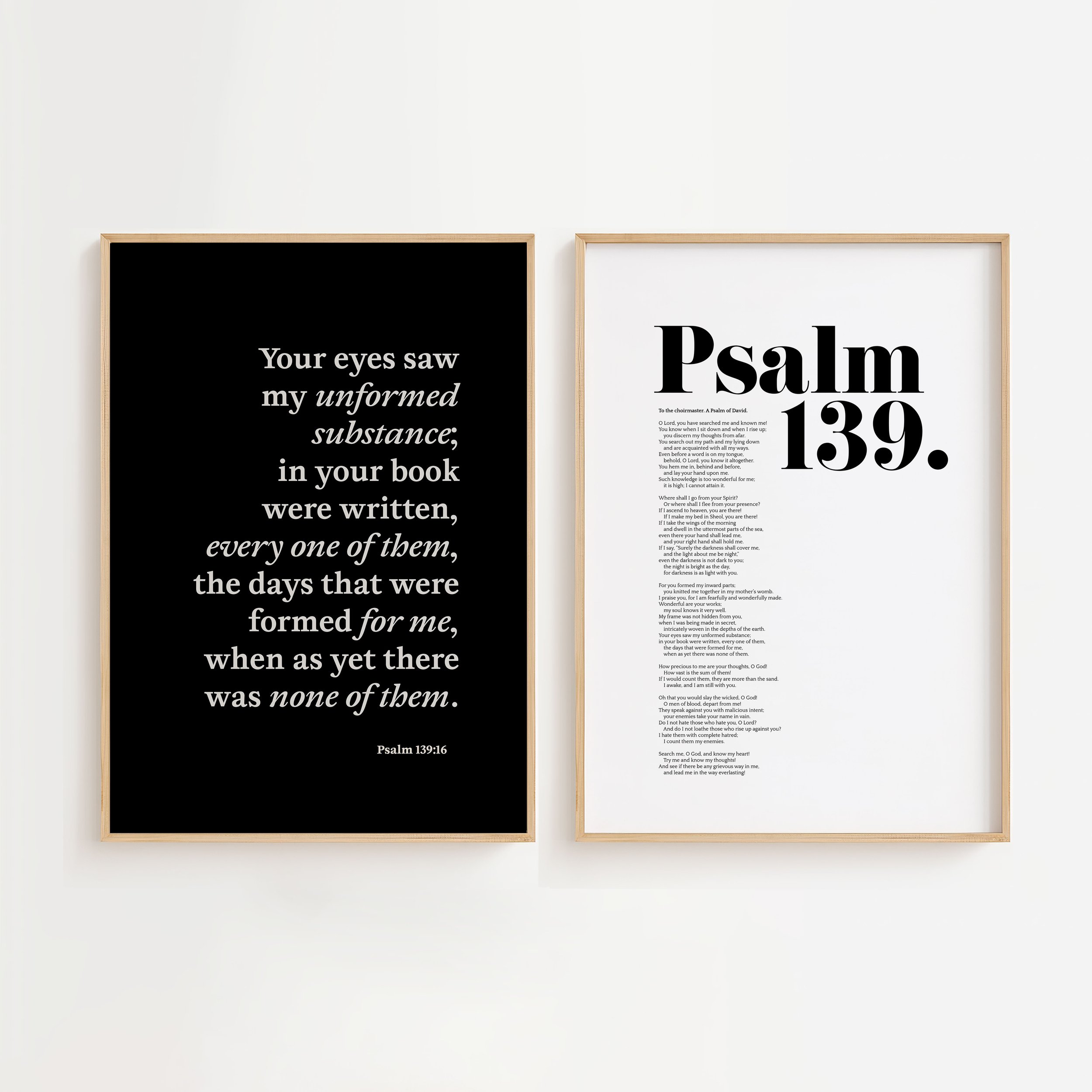 Set of 2 Psalm 139 Scripture Art Prints | Pair of Prints Christian Home Decor