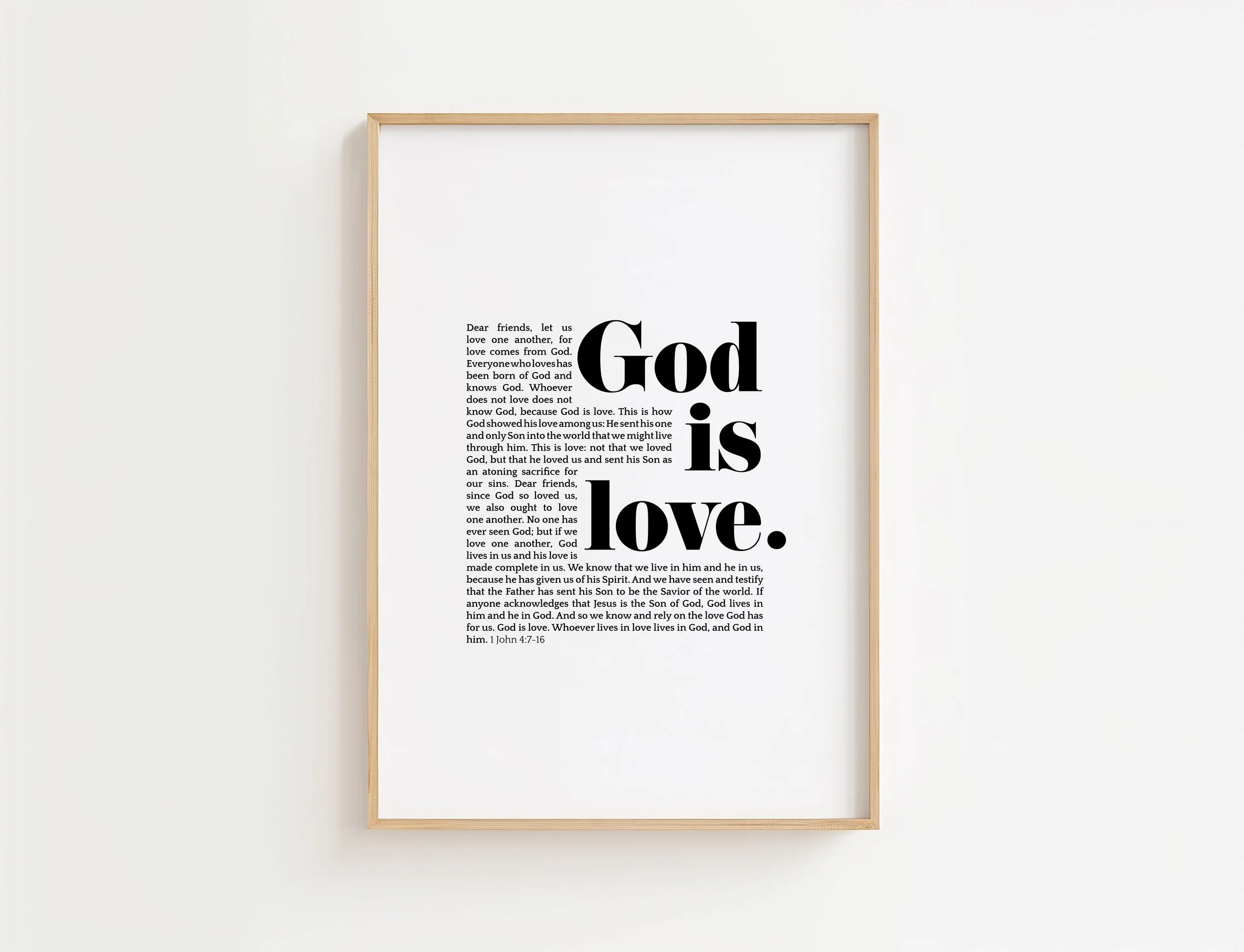 God is Love Print | 1 John 4 Christian Bible Verse Wall Art