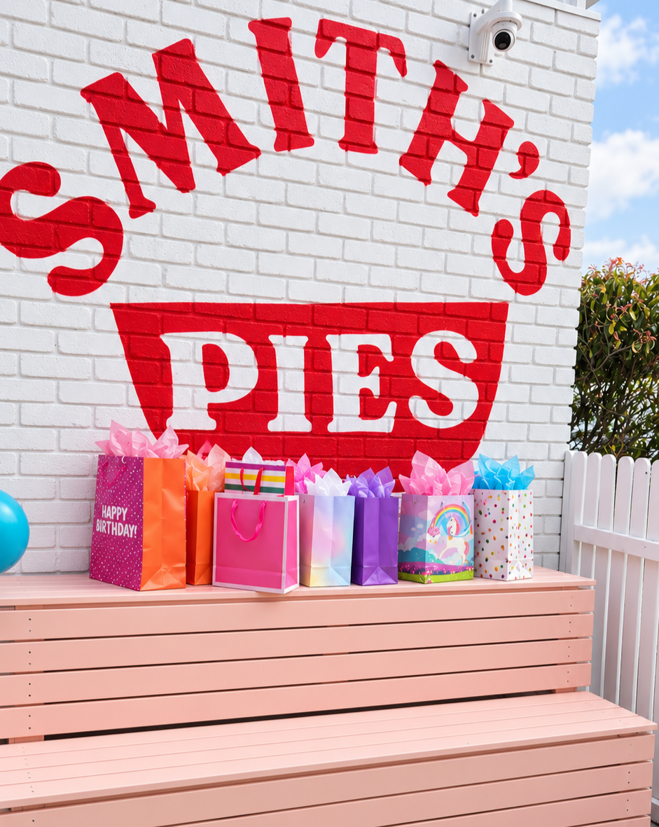 Birthday gift bags at Smith's Pie Yard in Cambridge Tasmania