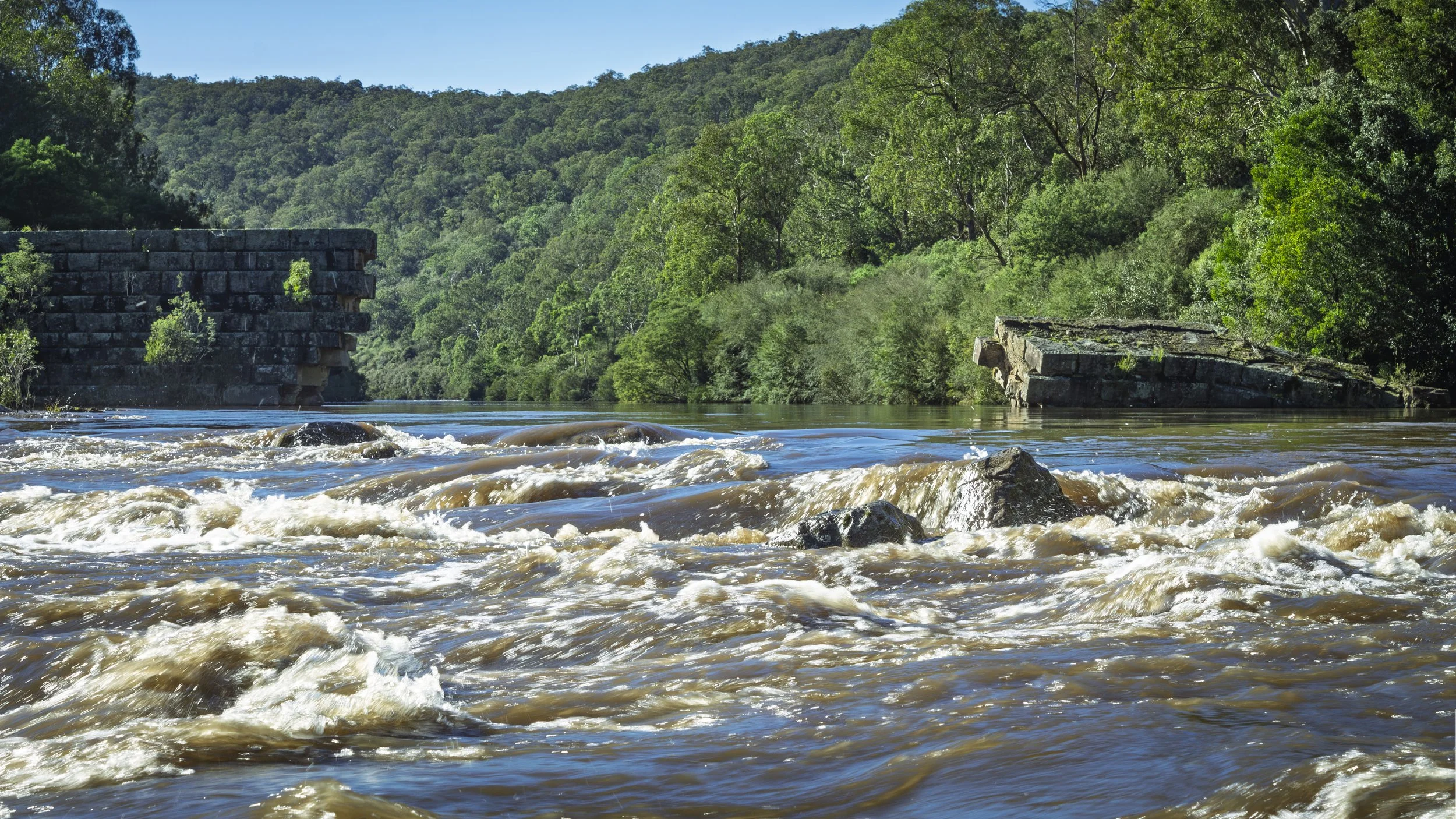 The Mitchell River in flood at the Glenaladale Weir, June 2026