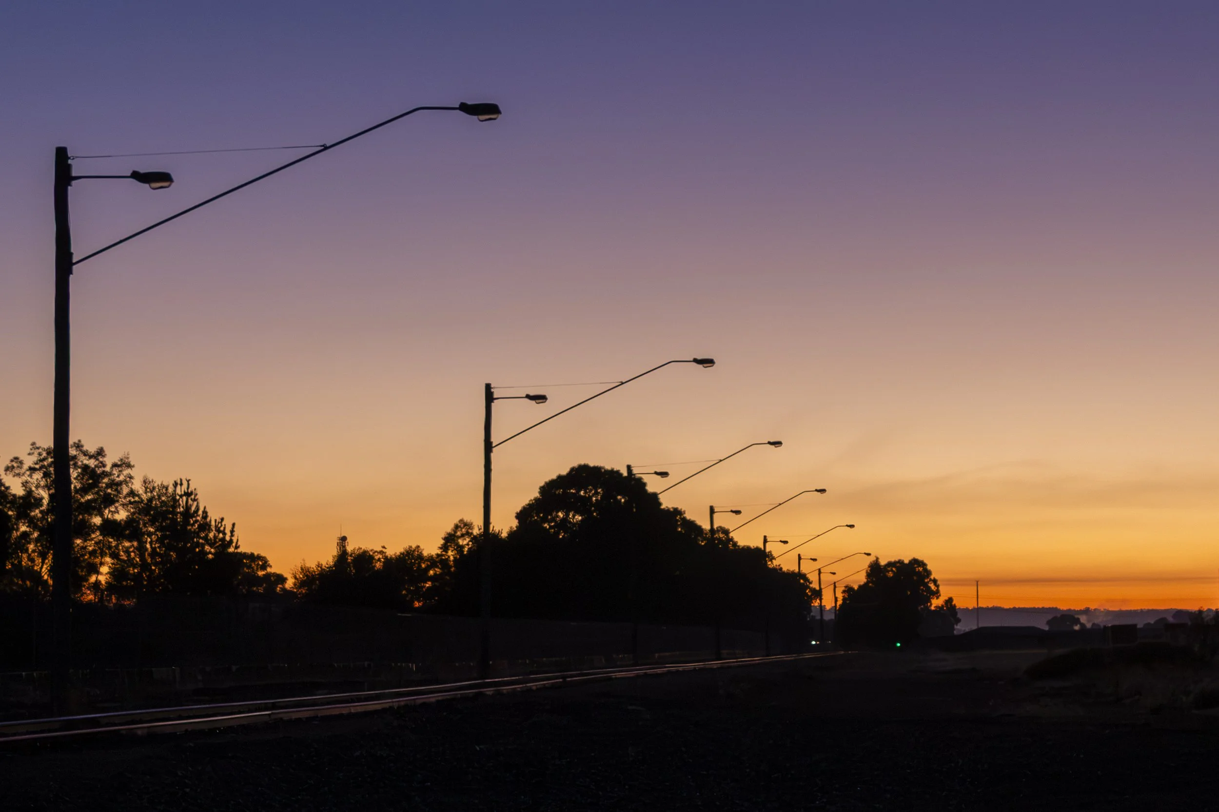 Bairnsdale railway line at dawn.