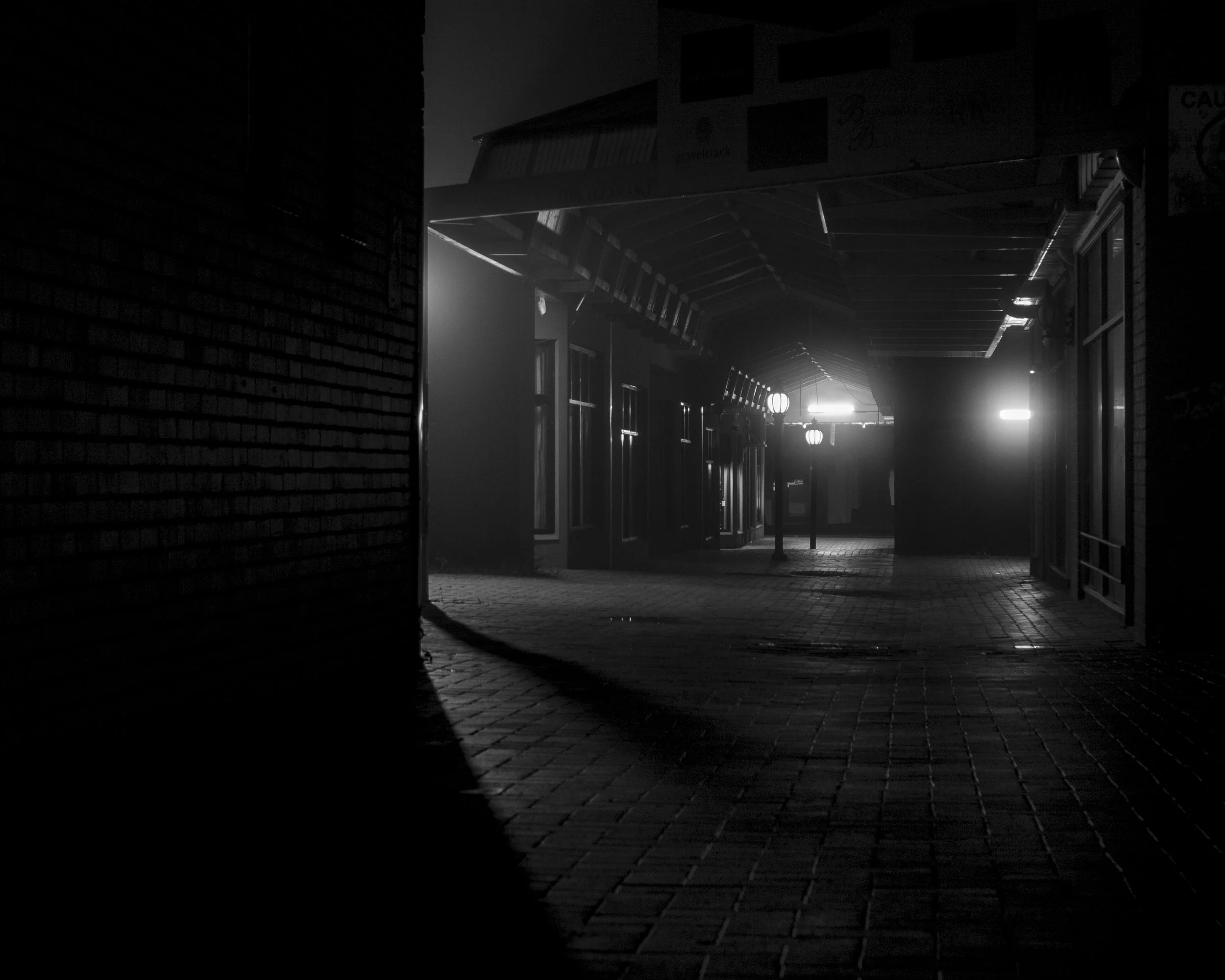 Bairnsdale Arcade, after dark.