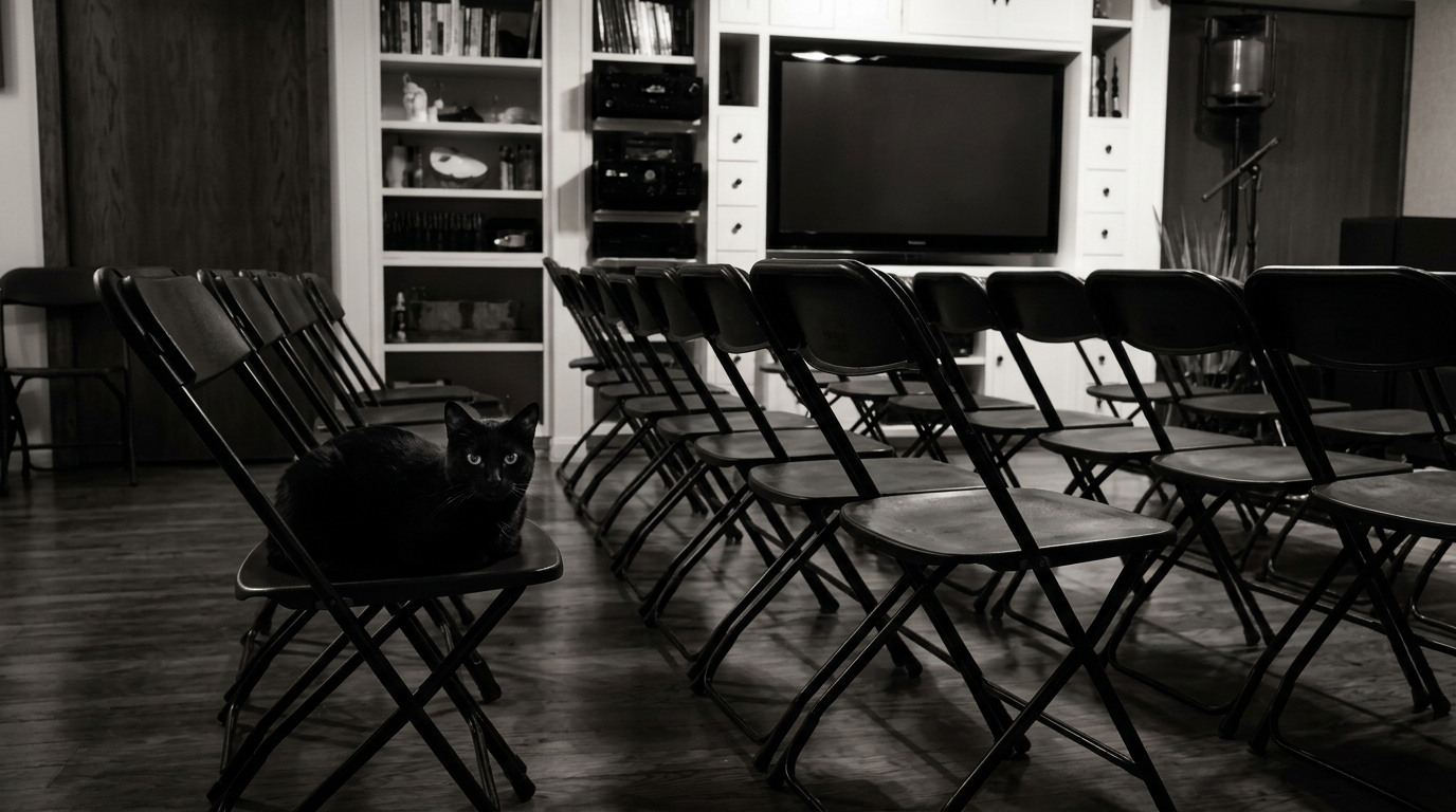 Seating area with house cat