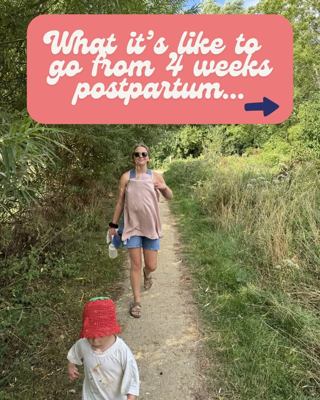 4 weeks postpartum vs now. What has changed? 

Picture one was taken back in August last year. Those slow toddler walks with a newborn strapped to me feel like a lifetime ago. The early weeks were all about finding our feet as a family of four, getti
