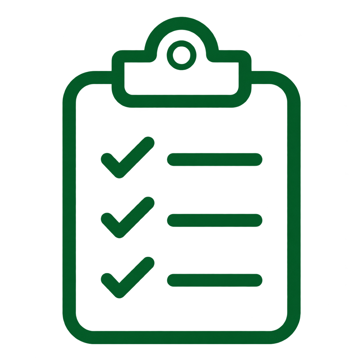 Green checklist on a clipboard with check marks.