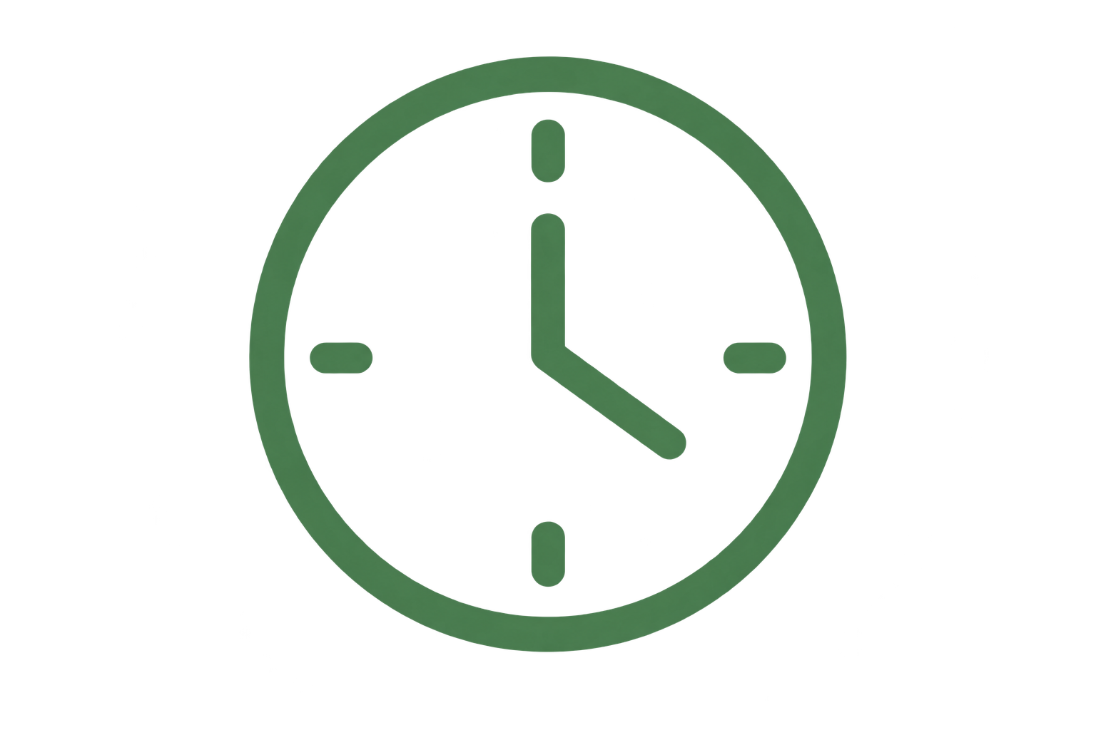 An analog clock showing the time as 4:30.