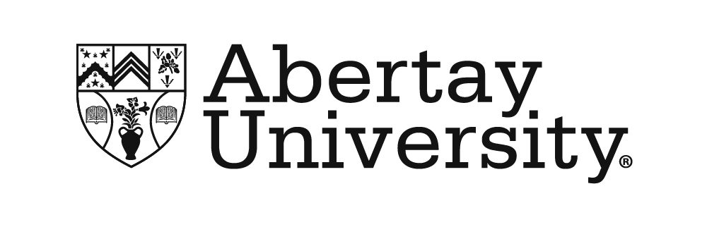 Abertay University logo with a shield emblem and text.