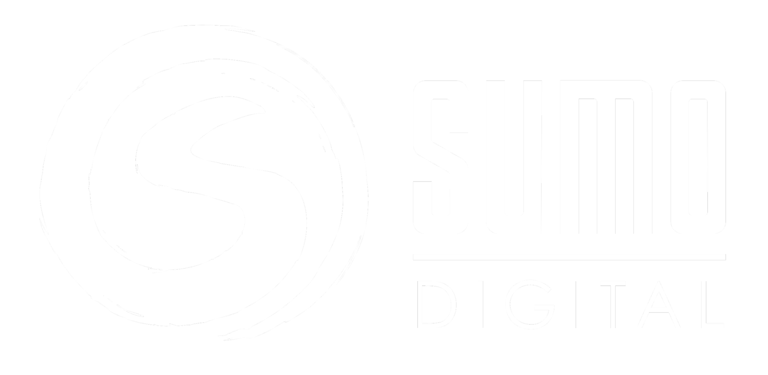 Black and white logo with a stylized circular symbol and the words 'SHIMU DIGITAL'.