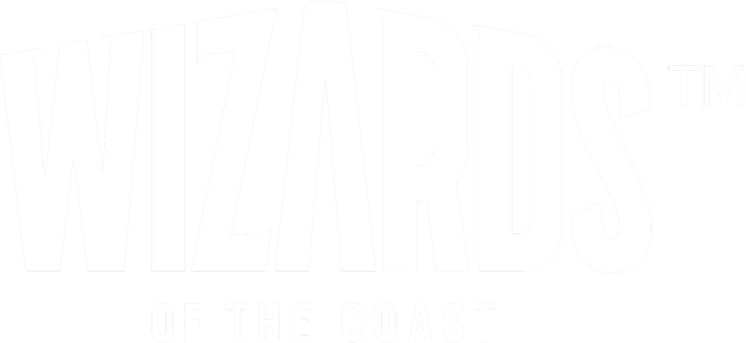 White text that says "WIZARD OF THE COAST" on a black background.