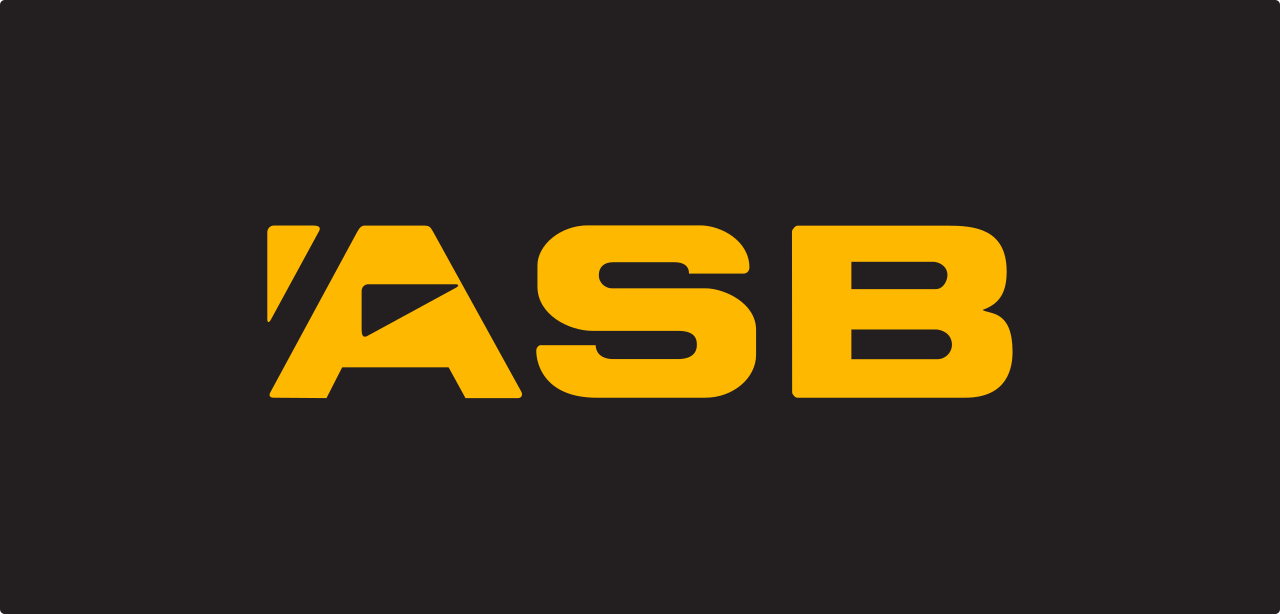 Black background with bold yellow text displaying 'ASB'.