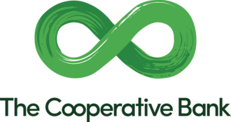 Logo of The Cooperative Bank featuring a green infinity symbol and the bank's name.