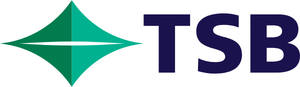 TSB bank logo with a green diamond shape and purple letters