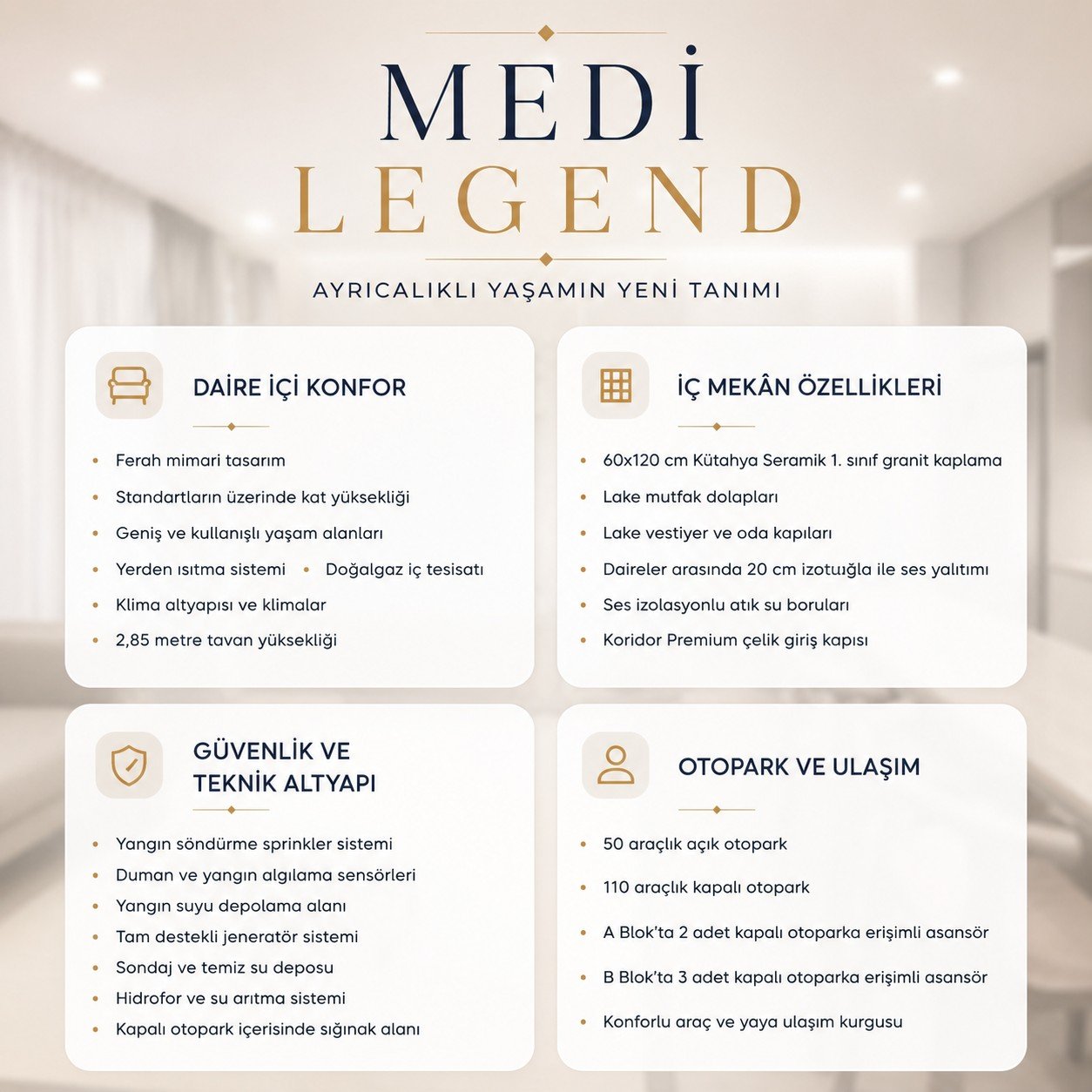 🍀Ayrıcalıklı yaşam, detaylarda gizlidir.
💫Medi Legend; konforu, kaliteyi ve g&uuml;venliği bir araya getiriyor.

 #MediGrup #Yatırım #gayrimenkul #modernmimari #medigrup