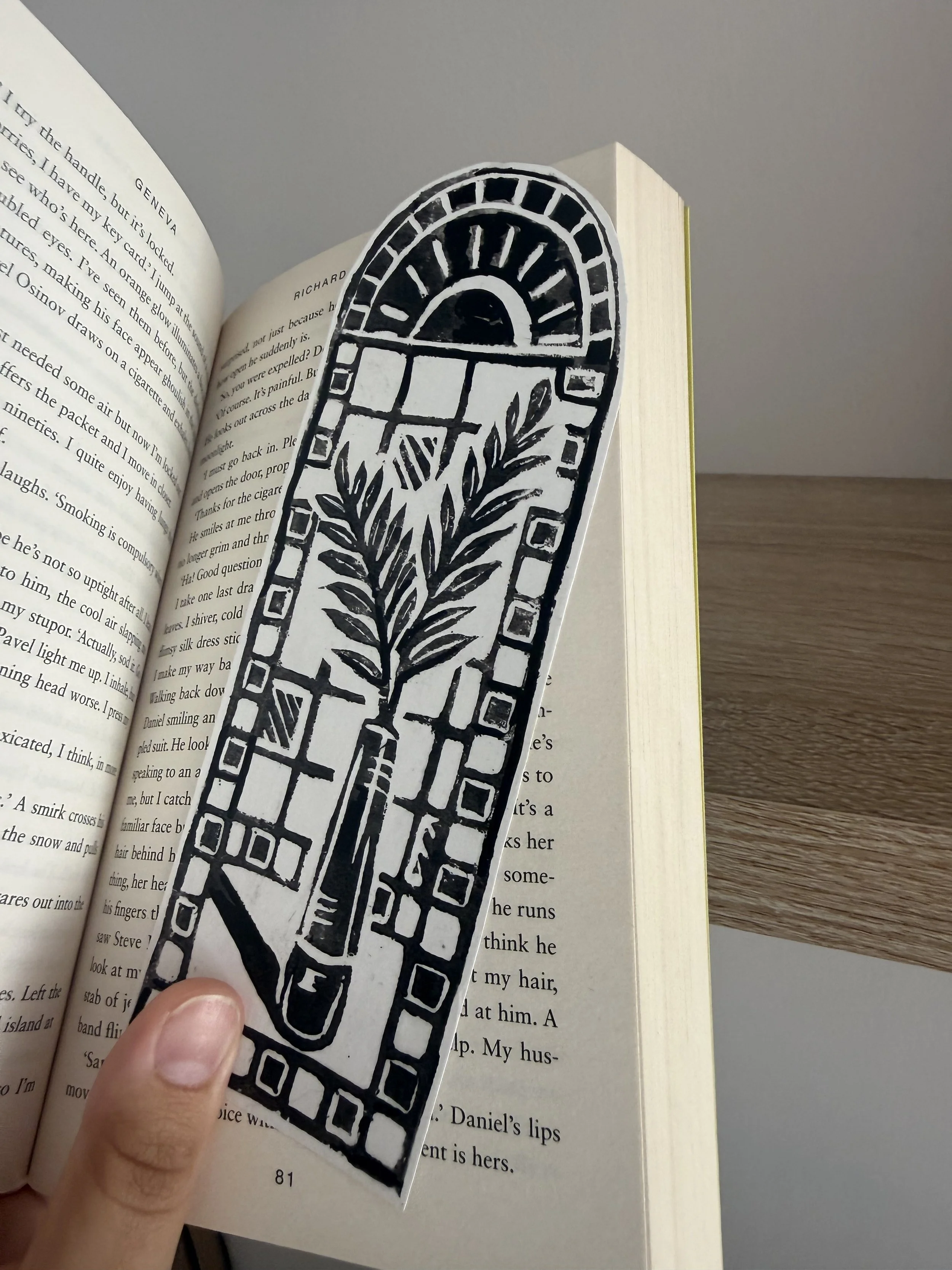 Botanical Lino print Bookmark