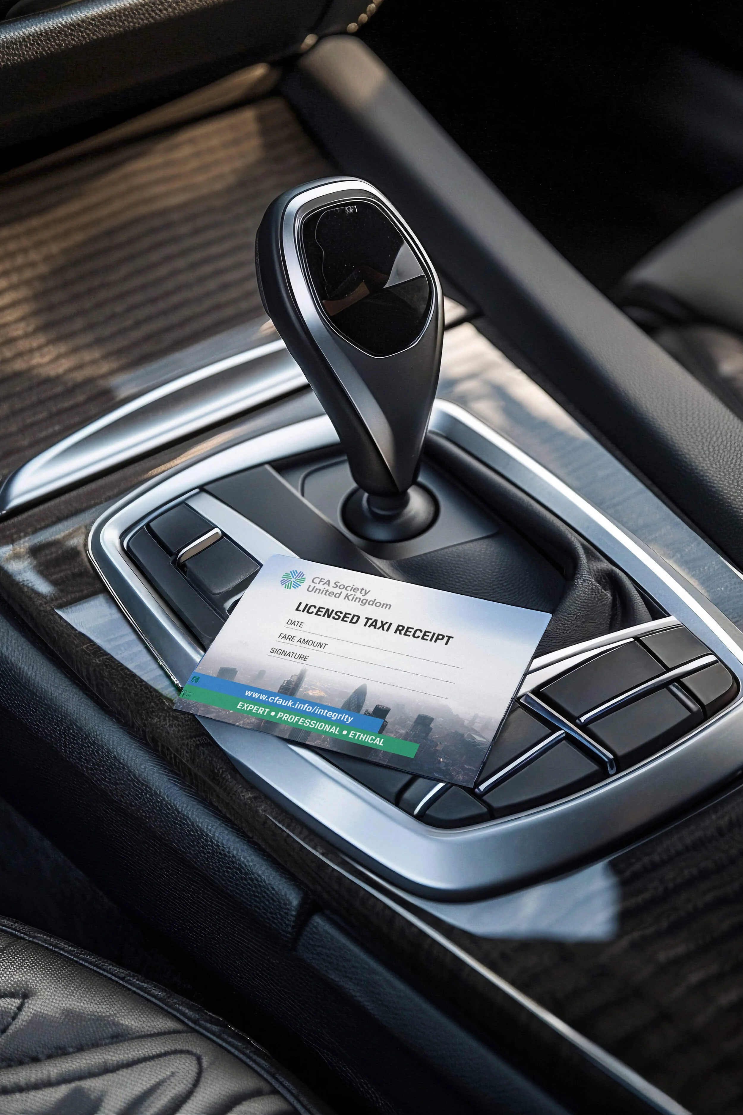 Image of taxi receipt inside of a cab