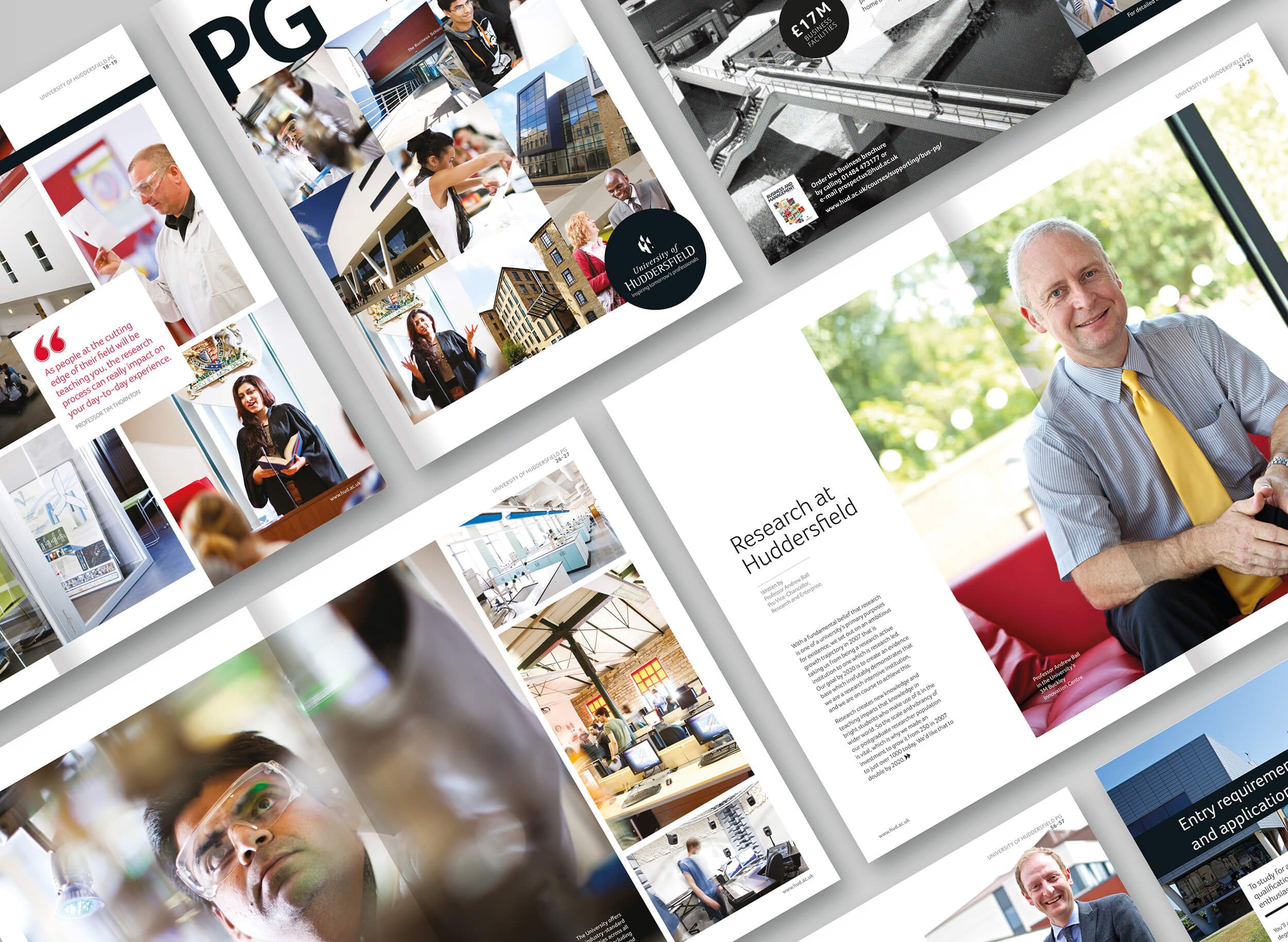 Collection of bright spreads from the Huddersfield PG prospectus