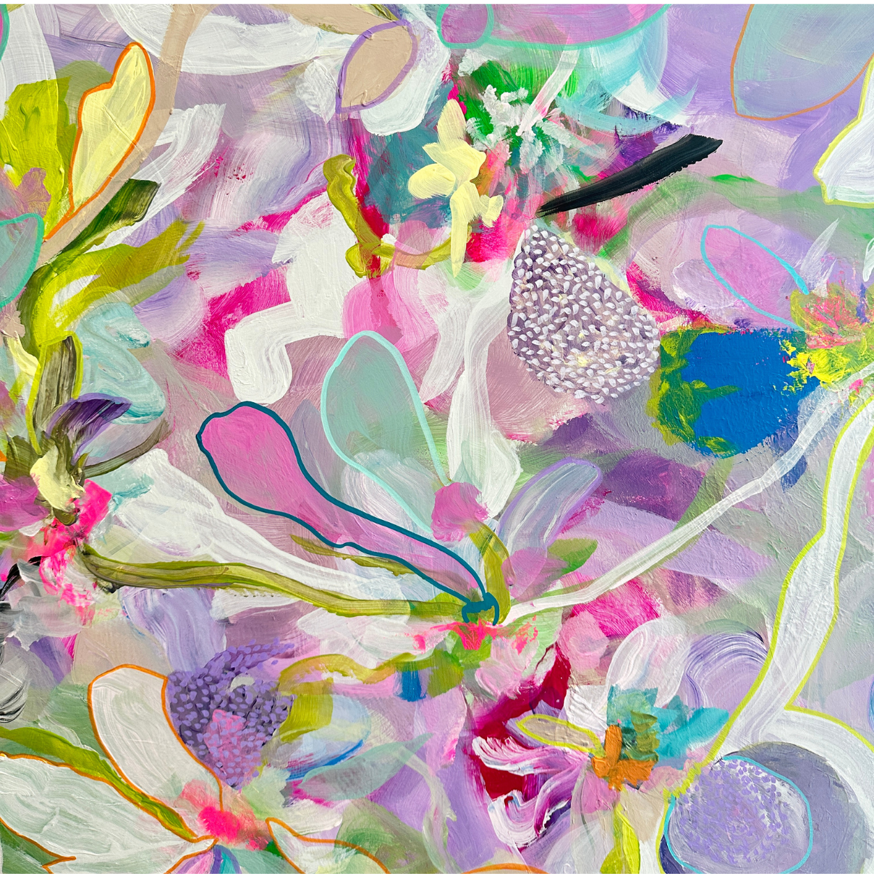 Close up of vibrant abstract artwork