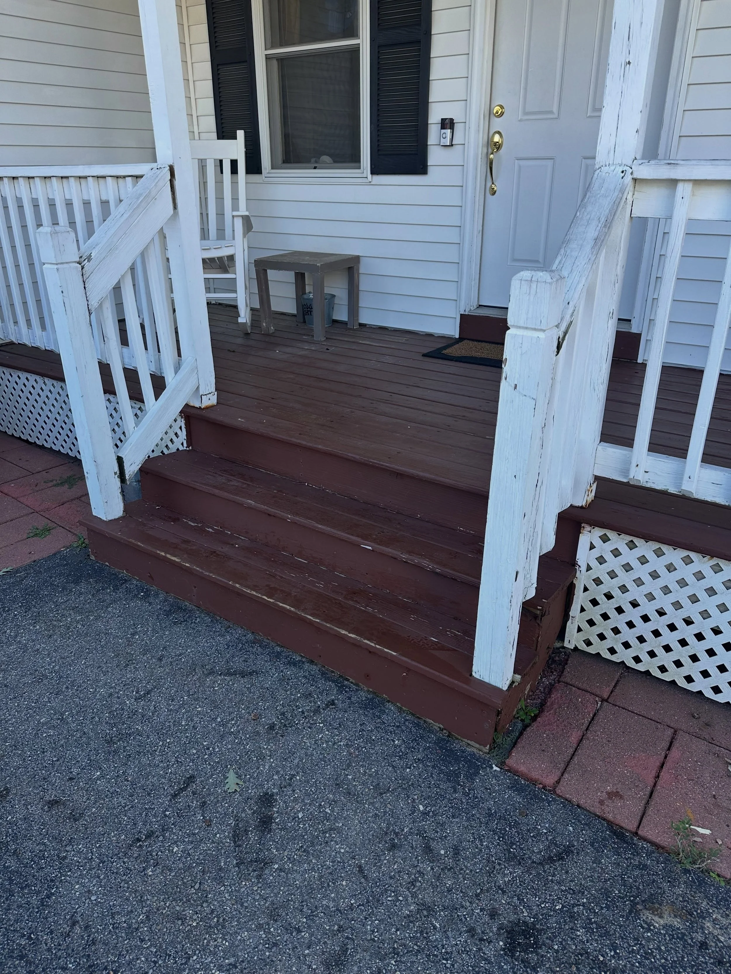 From worn-out to wow 
Full stair rebuild + fresh coat of paint to bring this space back to life. Built stronger, finished cleaner, and ready for years of use.#homeimprovement #rebuild  Call/Text-(603)-995-9091