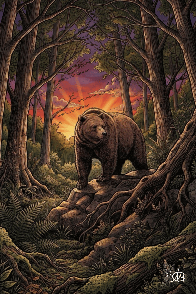 Bear at Sunset - Art Print