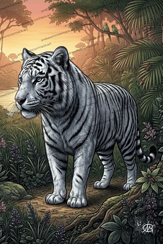 Majestic White Tiger - Art Print