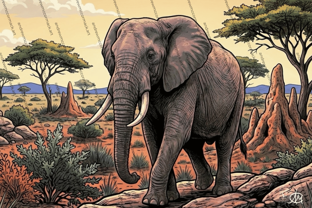 Elephant on the Move - Art Print