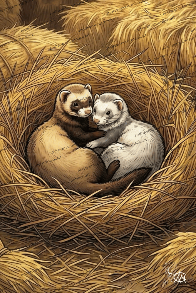 Loving Ferrets - Art Print