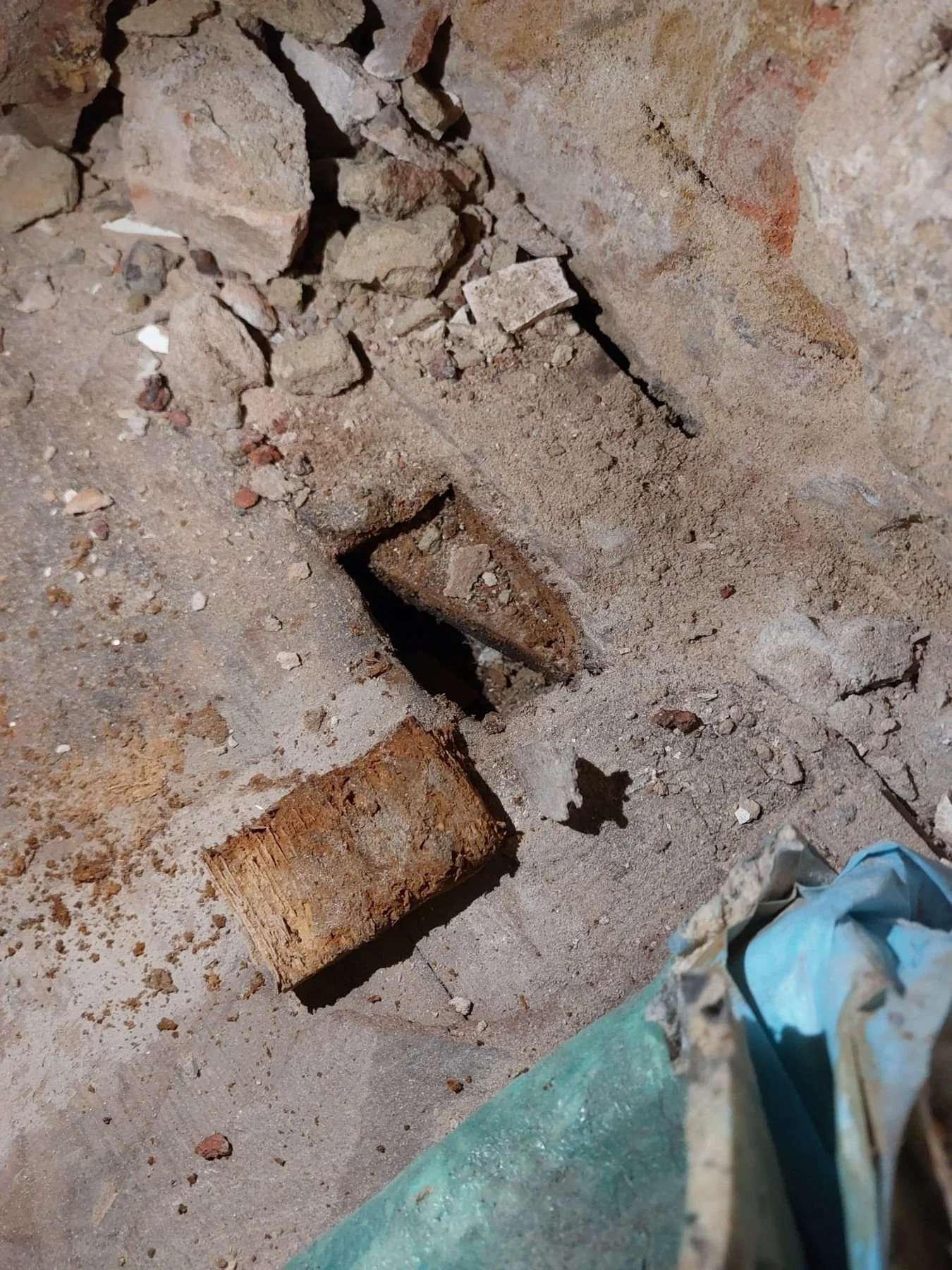 During: rotted timber removed from structural void — Hastings