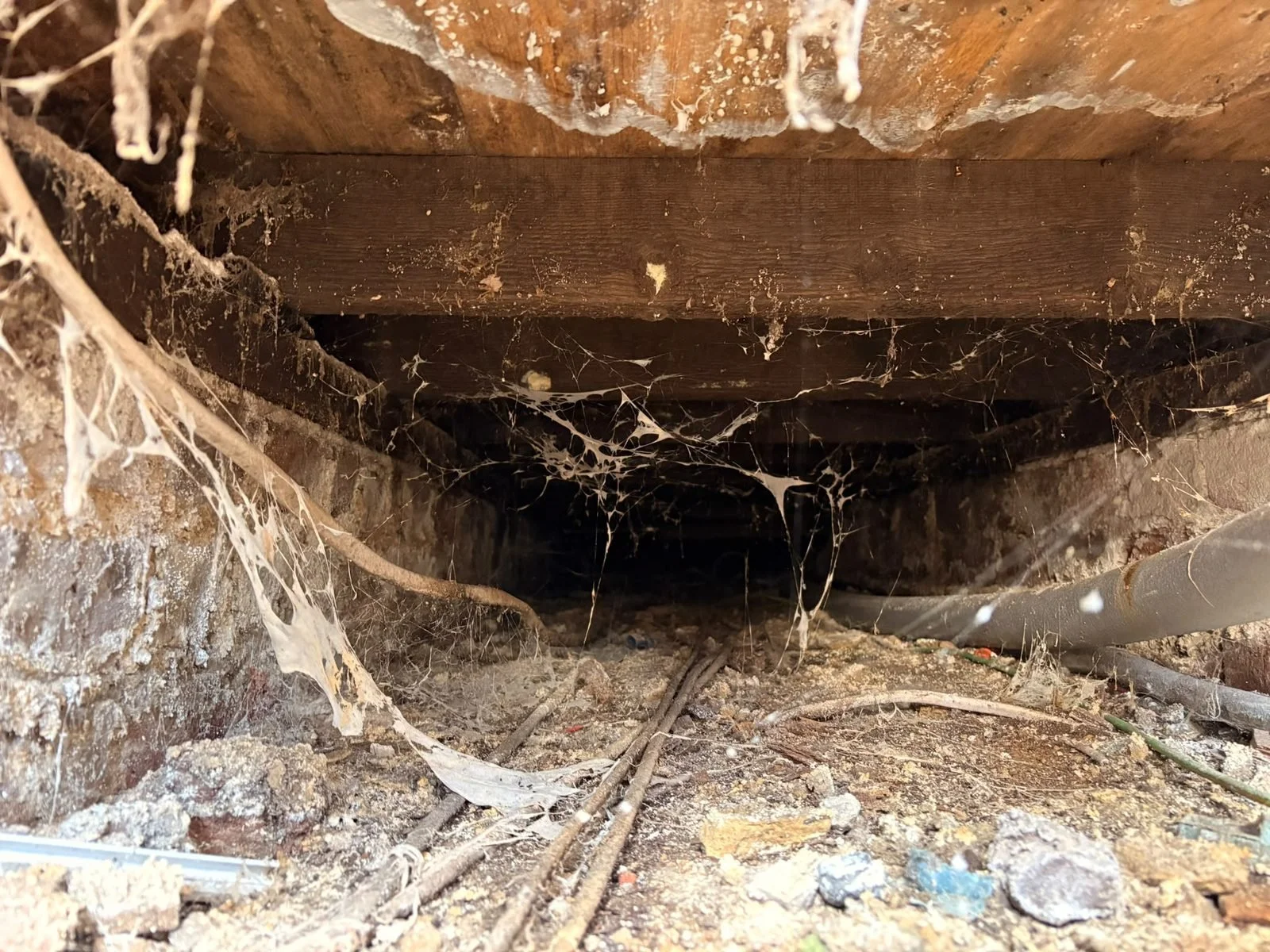 Before: damp crawlspace with debris and restricted ventilation — Bexhill