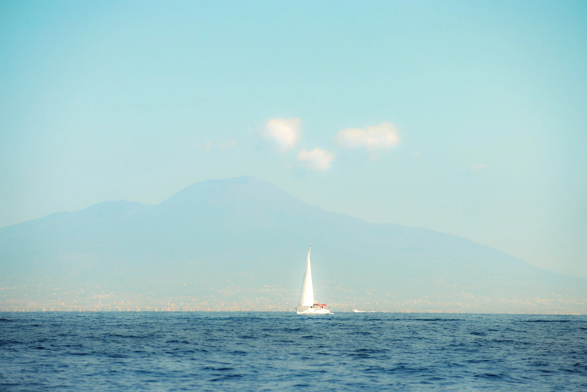 Travel photography boat trip Sorrento coast and Vesuvio
