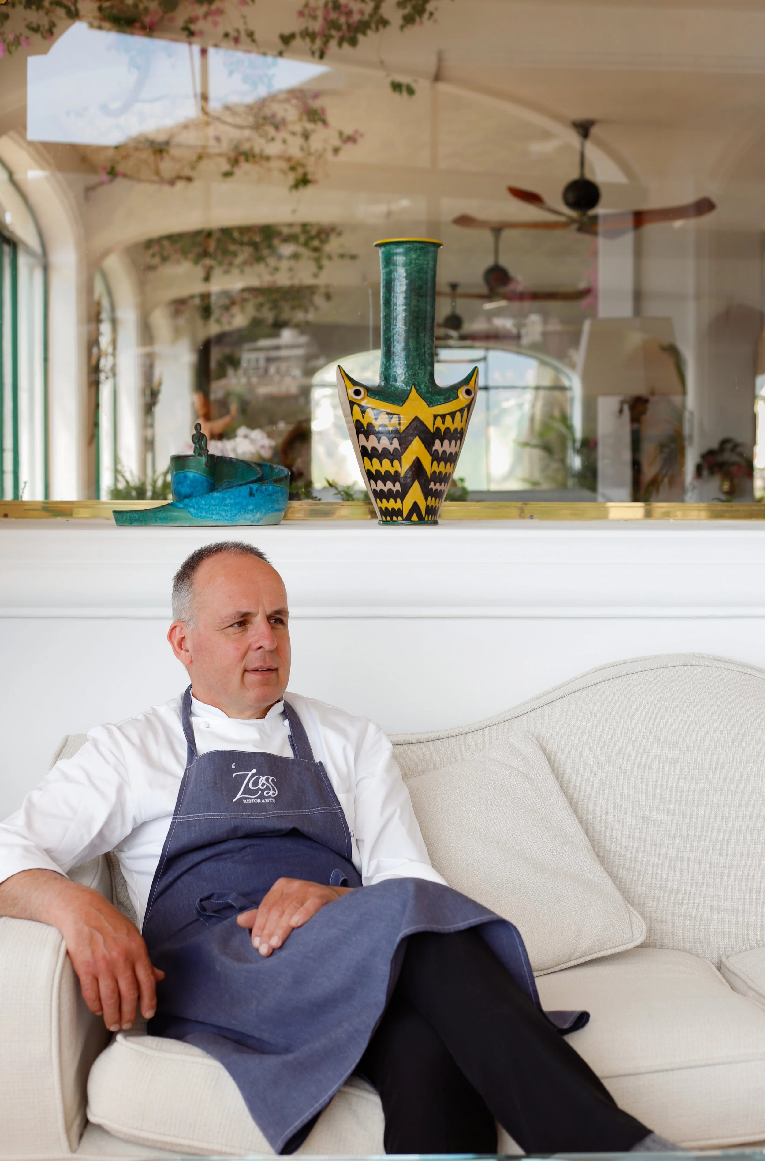 Portrait photography of chef Alois Vanlangenaeker at Zass Restaurant, Il San Pietro Hotel in Positano