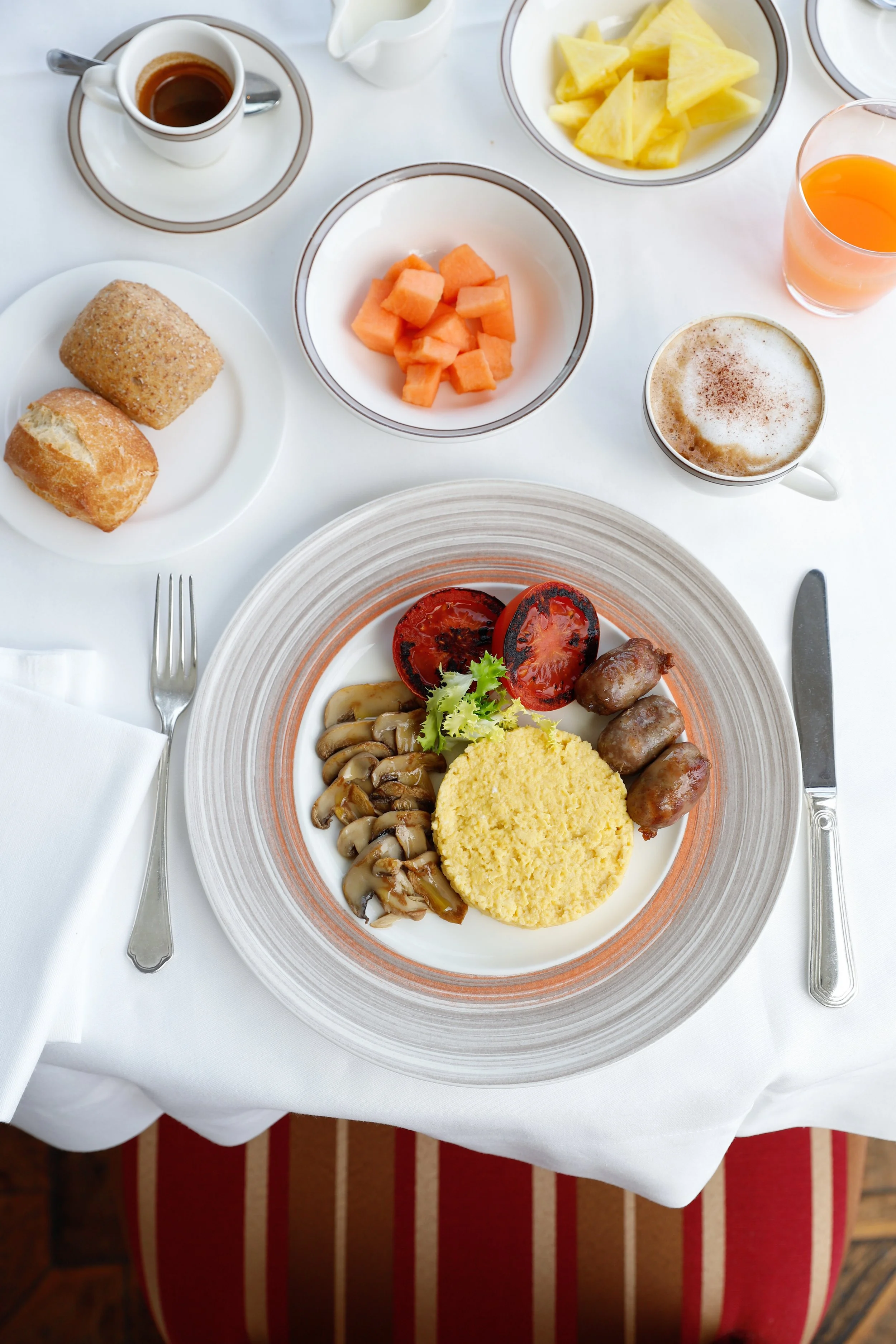 Hospitality photographer for Hotel Tramontano in Sorrento, photographing english breakfast, croissant, cakes and coffee 