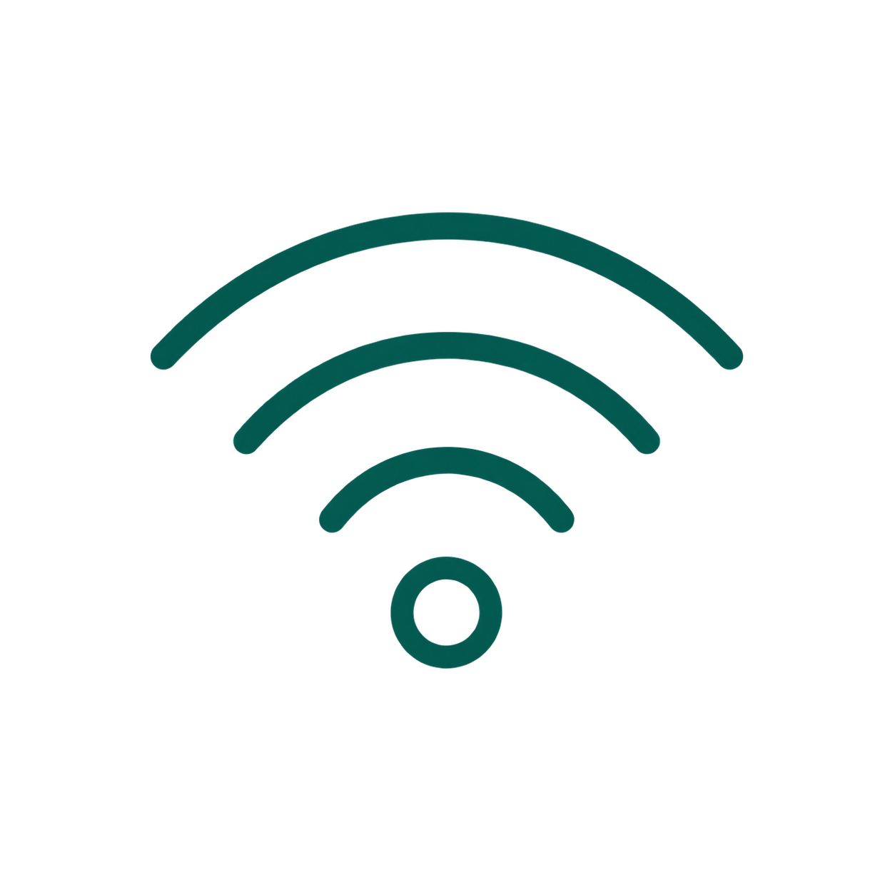 Illustration of a Wi-Fi signal icon with three curved bars above a small circle and a horizontal line.