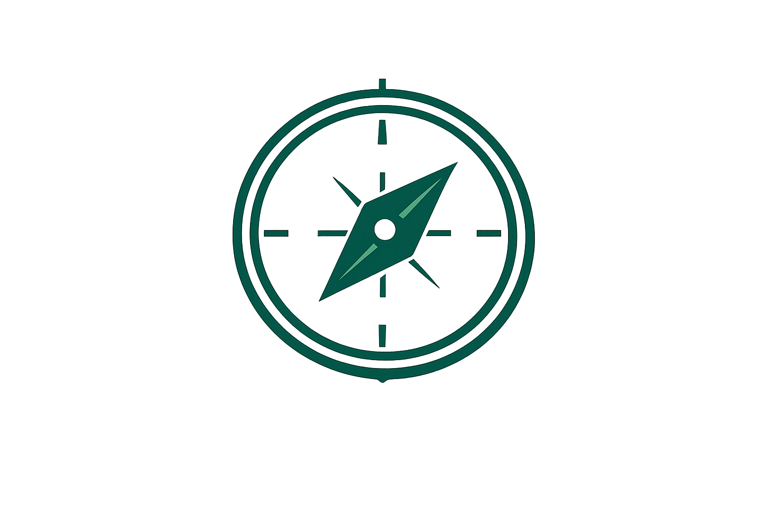 Glow-in-the-dark compass symbol on a dark background