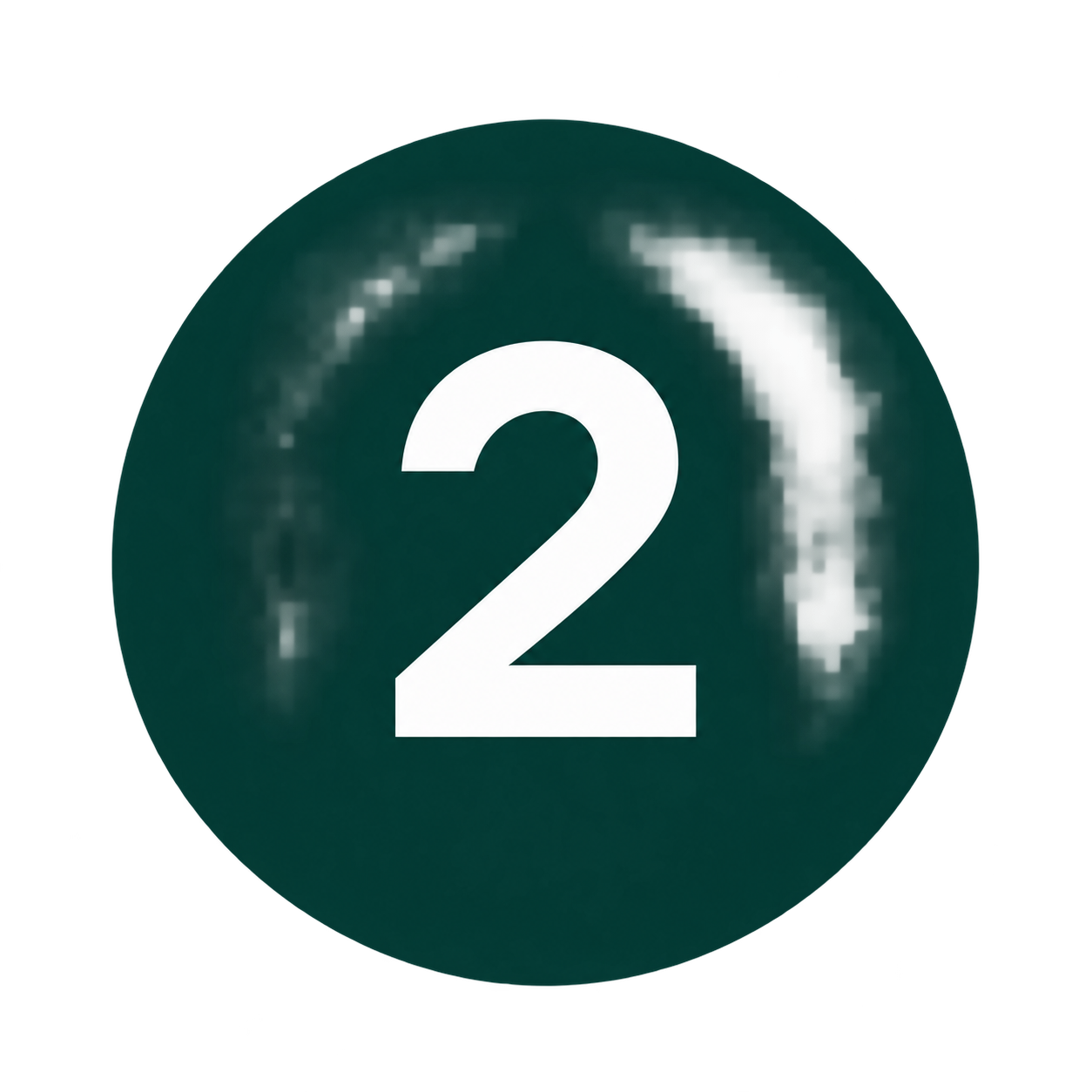 Number 2 on a dark green circular background