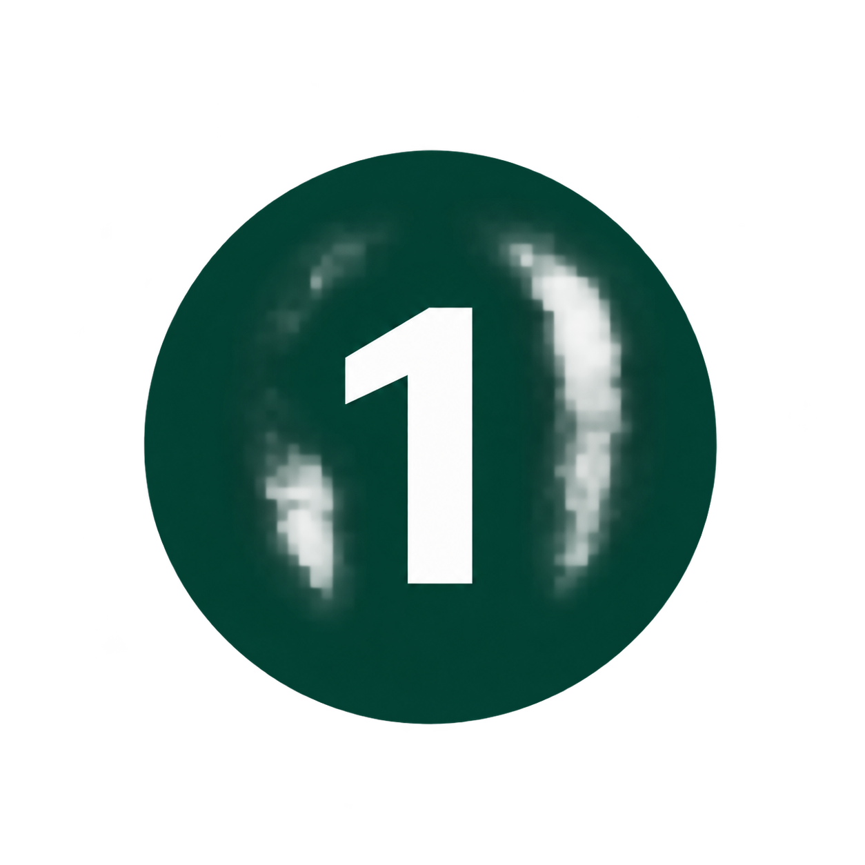 Green circular countdown timer displaying the number 1 in white.