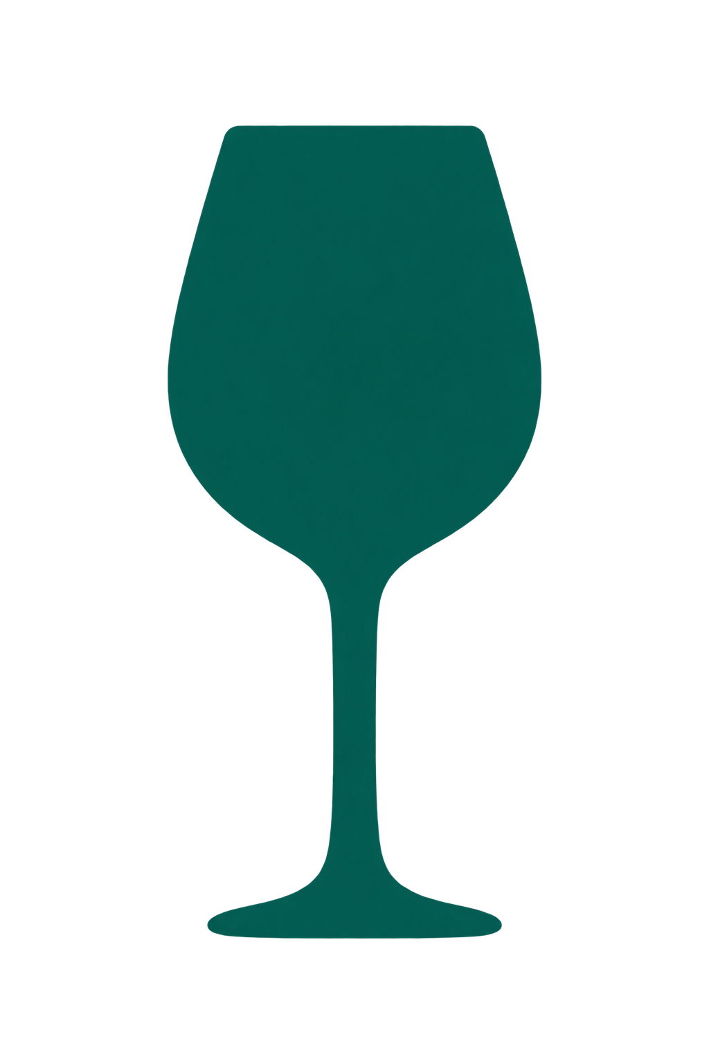 A teal-colored wine glass silhouette against a black background.