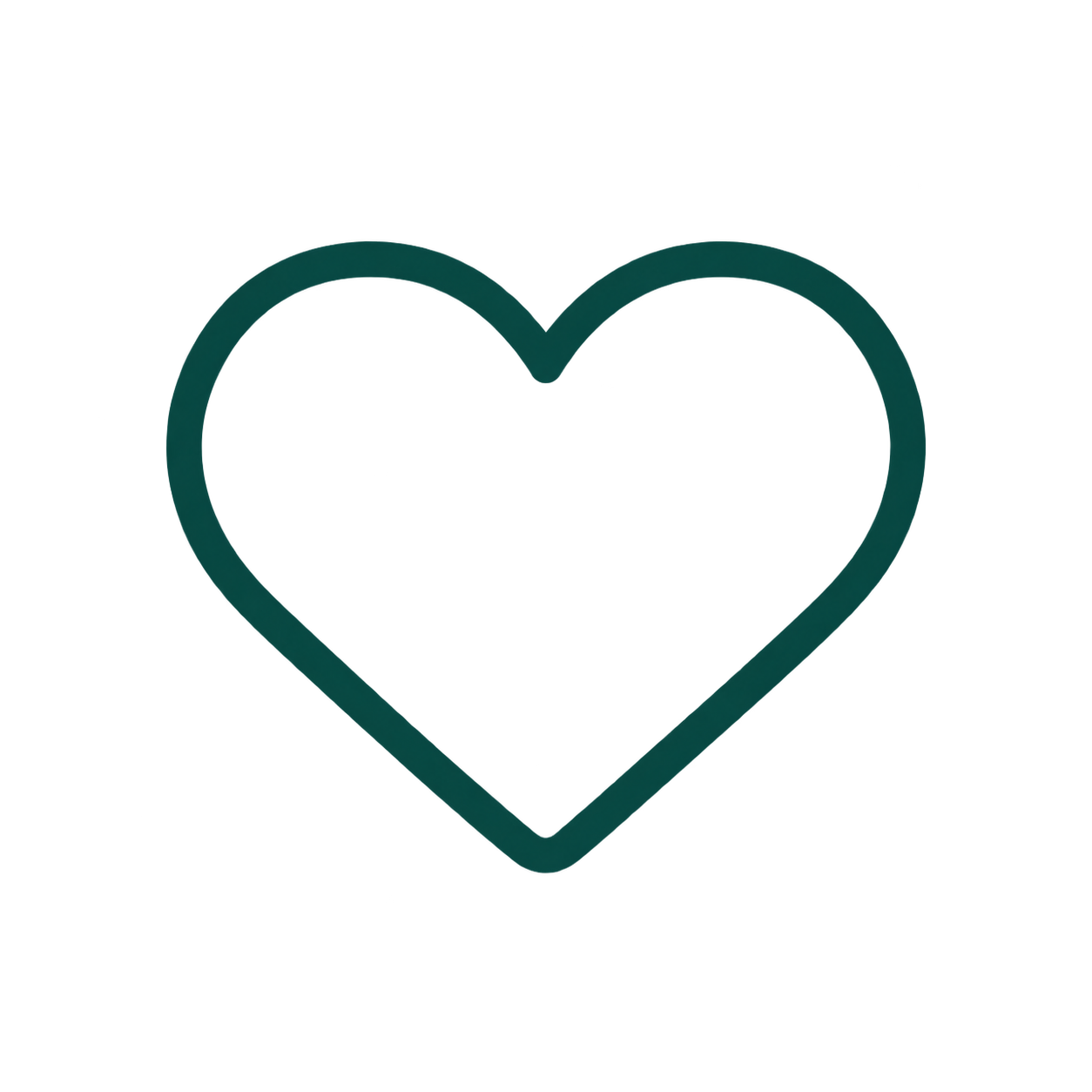 Green heart-shaped object with a hollow center, outlined in dark blue, on a black background.