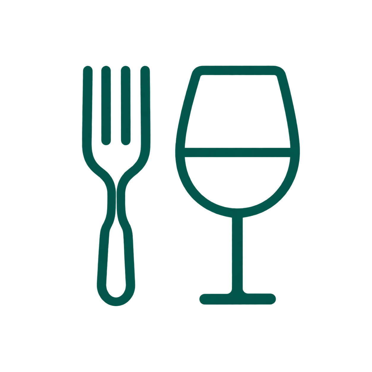 Outline of a fork and a wine glass.