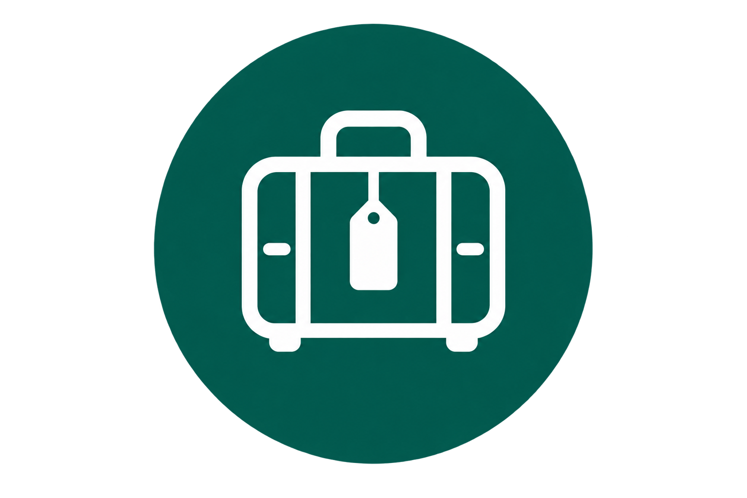 Icon of a rolling suitcase with a luggage tag on it.