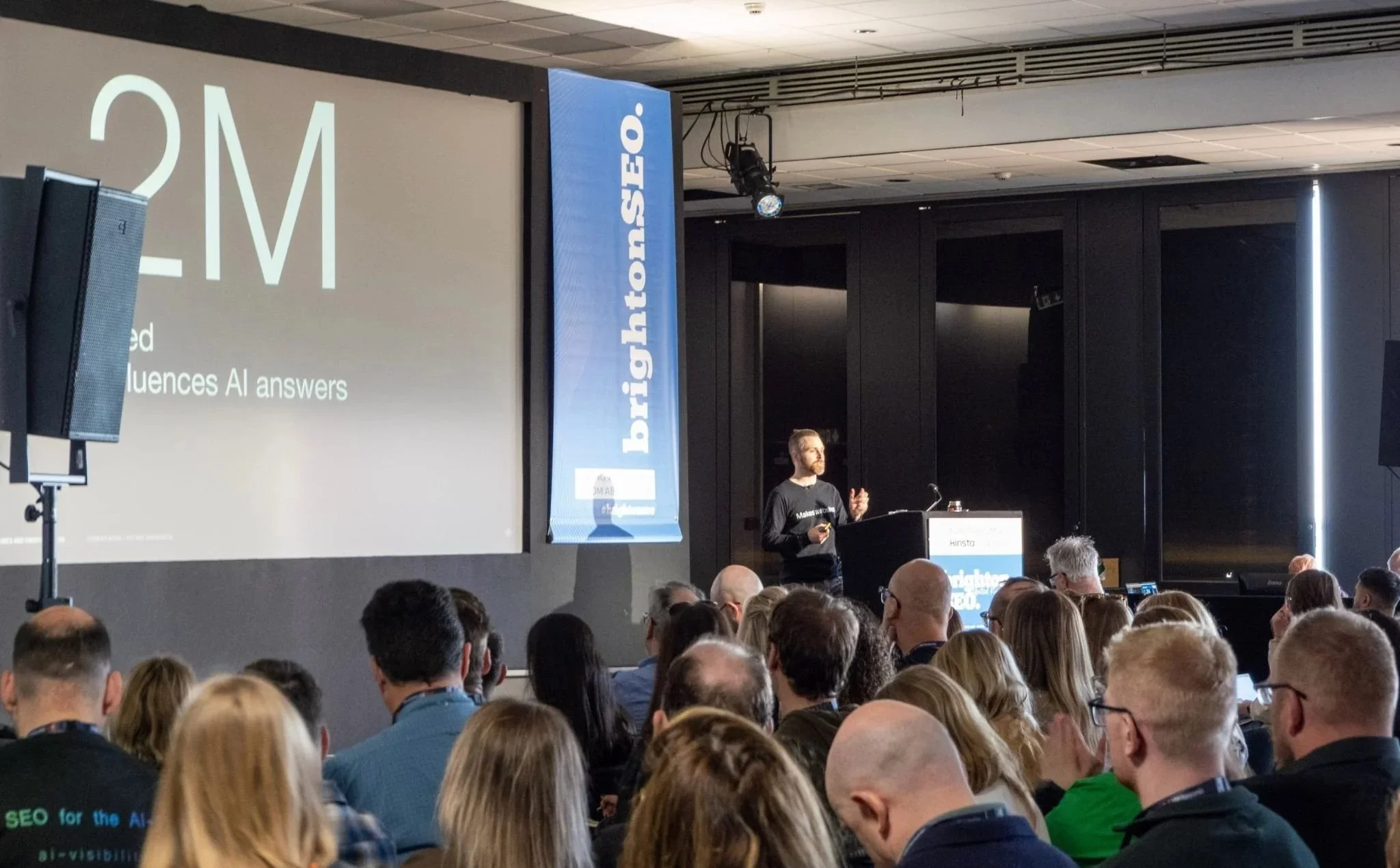 Tom Smeaton presenting at brightonSEO 2026 in Brighton, UK.