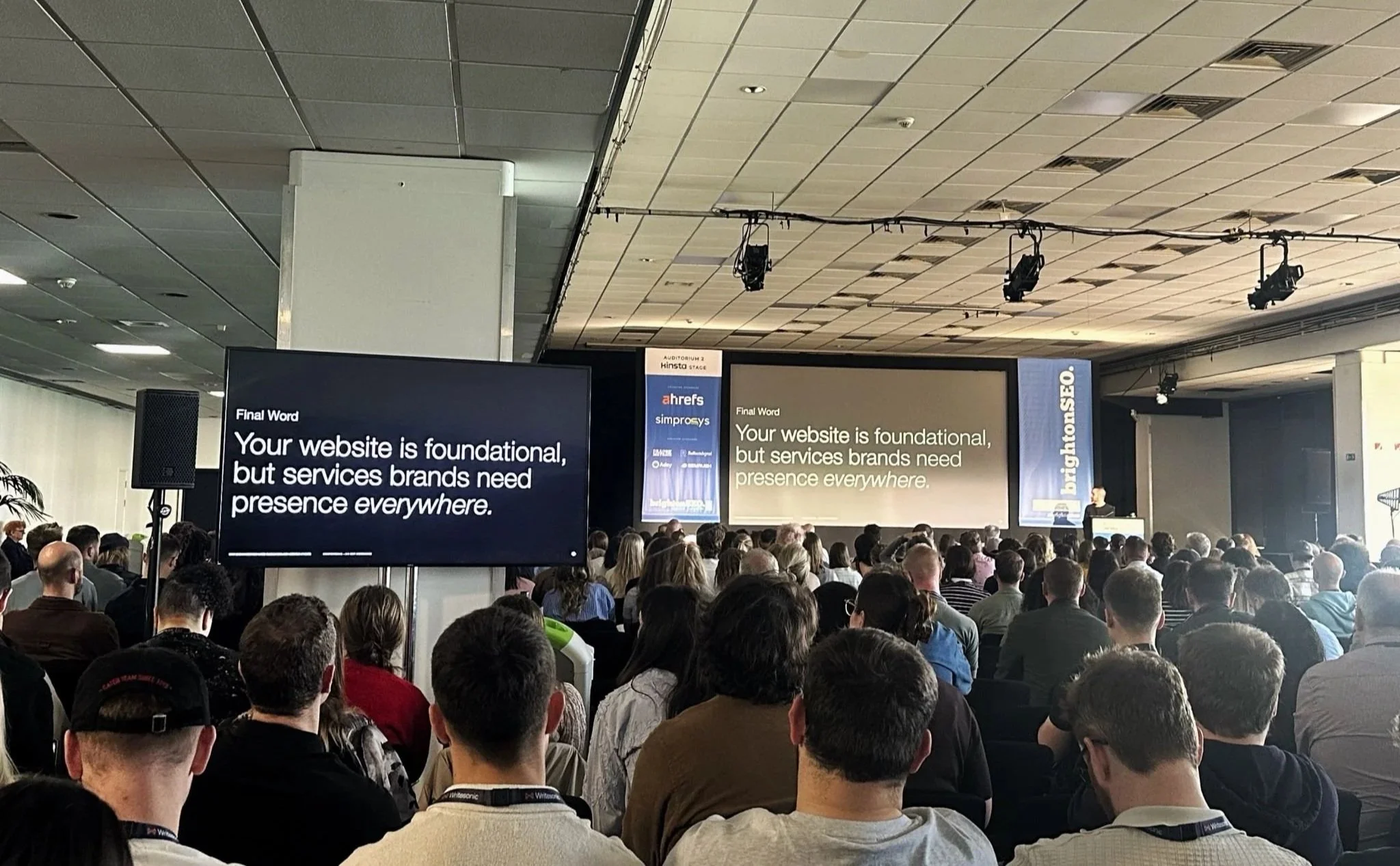 Tom Smeaton presenting at brightonSEO 2026 in Brighton, UK.