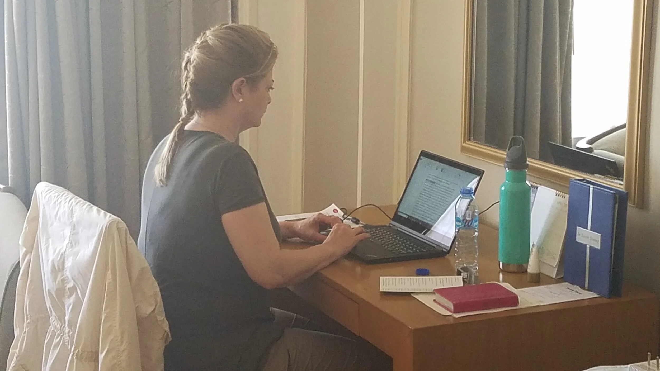 Brenda Trumper, manager and women’s ministry, preparing for seminars on Biblical womanhood.