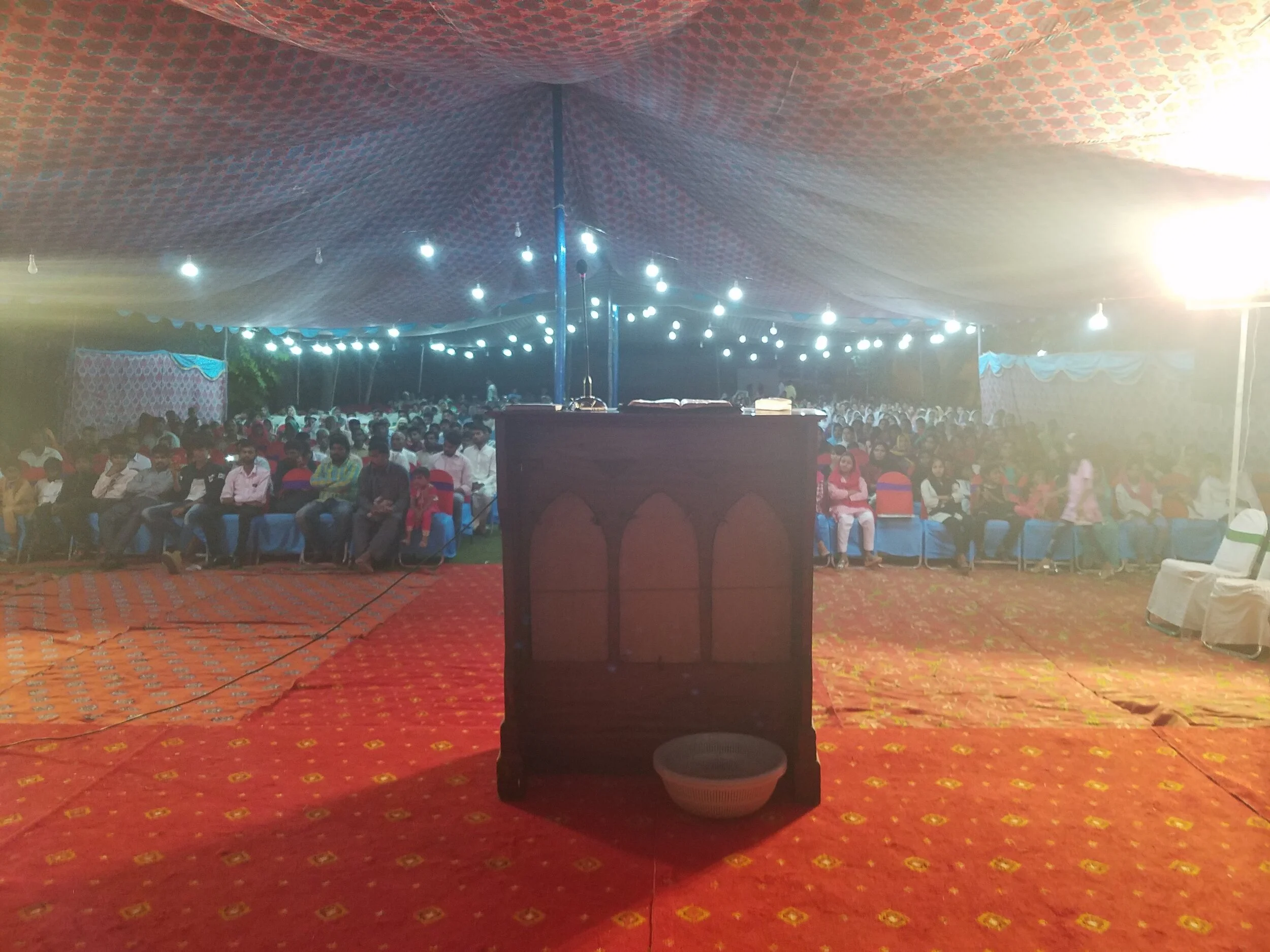 Ready for the evening session of an annual Bible Convention.