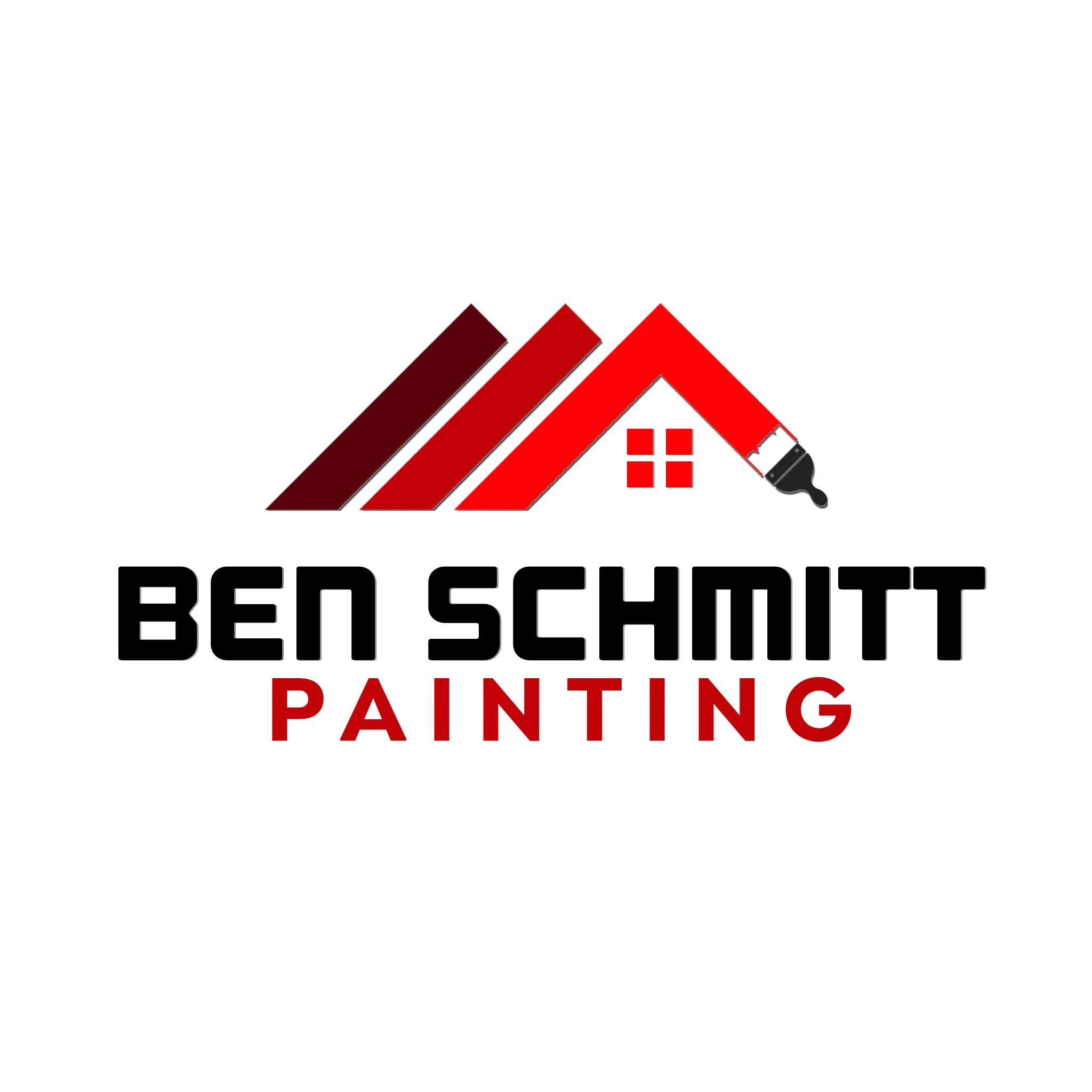 Logo for Bedstedt Paint, featuring three red and black gradient paintbrush strokes forming a house roof with a paintbrush tip, and the words 'Bedstedt' in bold black letters and 'Paint' in red underneath.