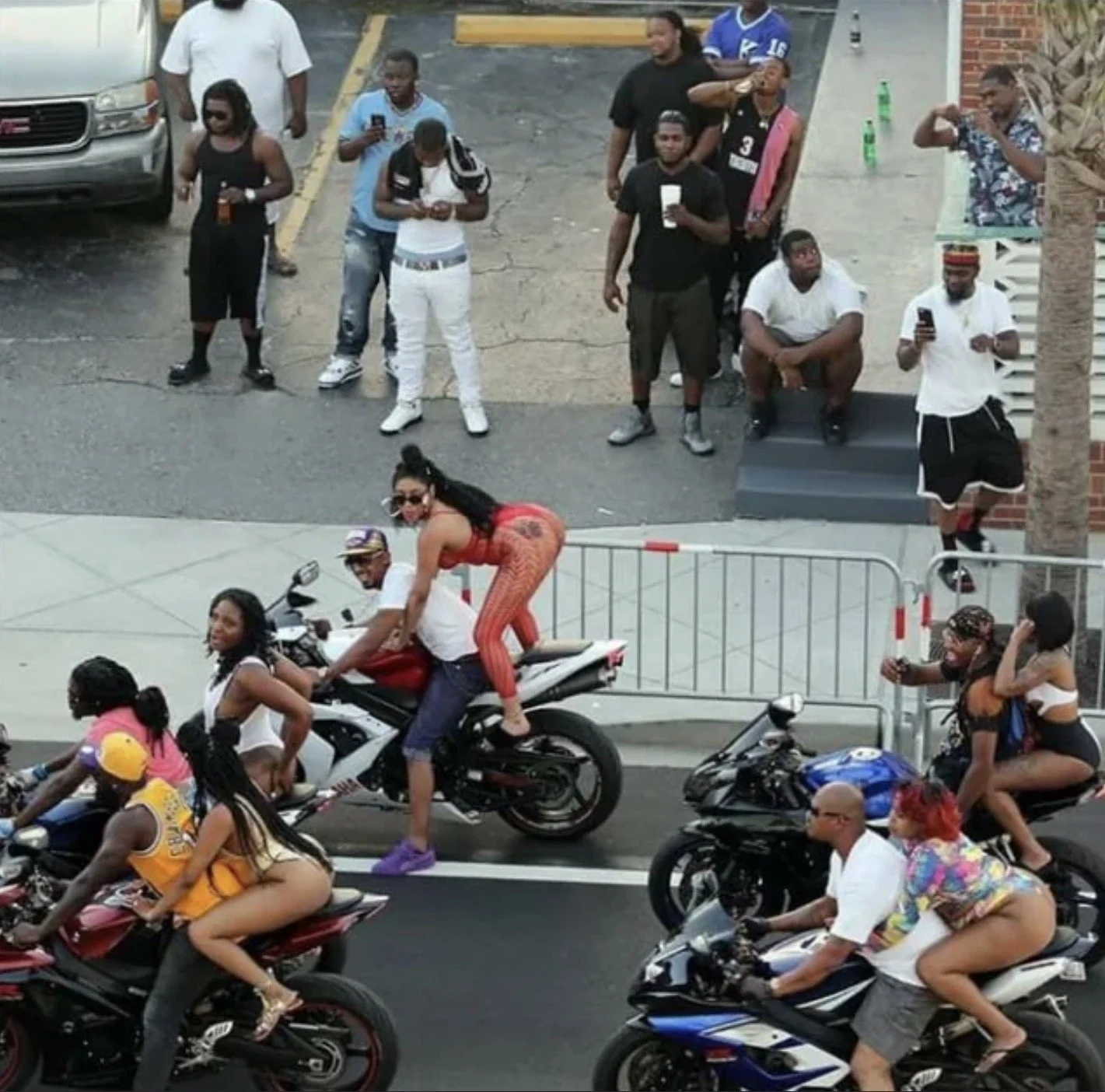 Family Of Bikes Outside 