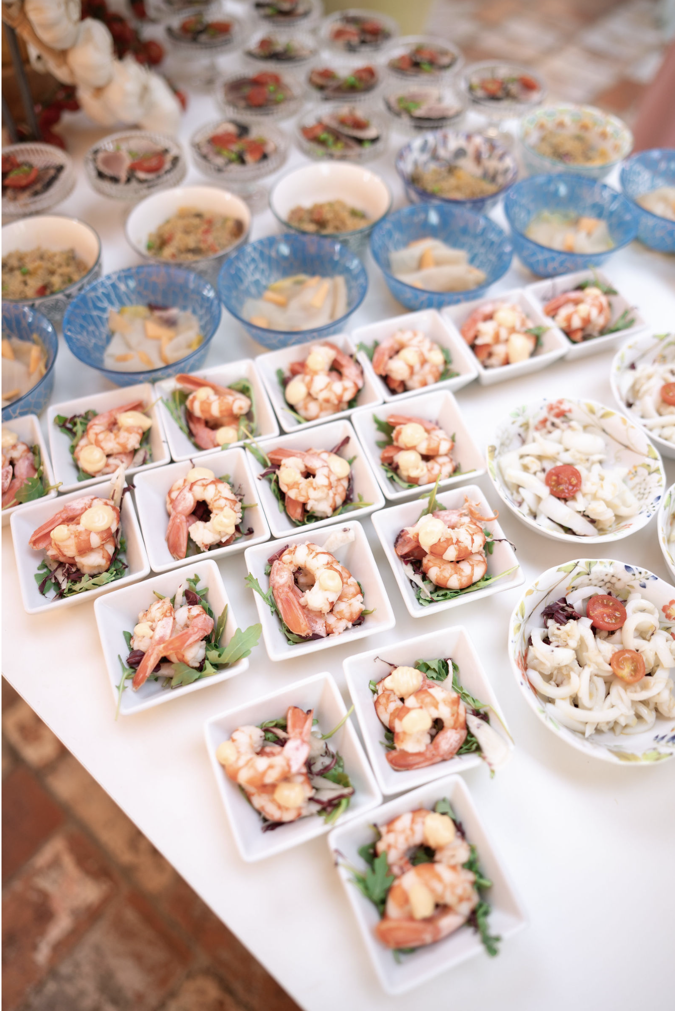 Seafood buffet prepared for a wedding reception in Italy