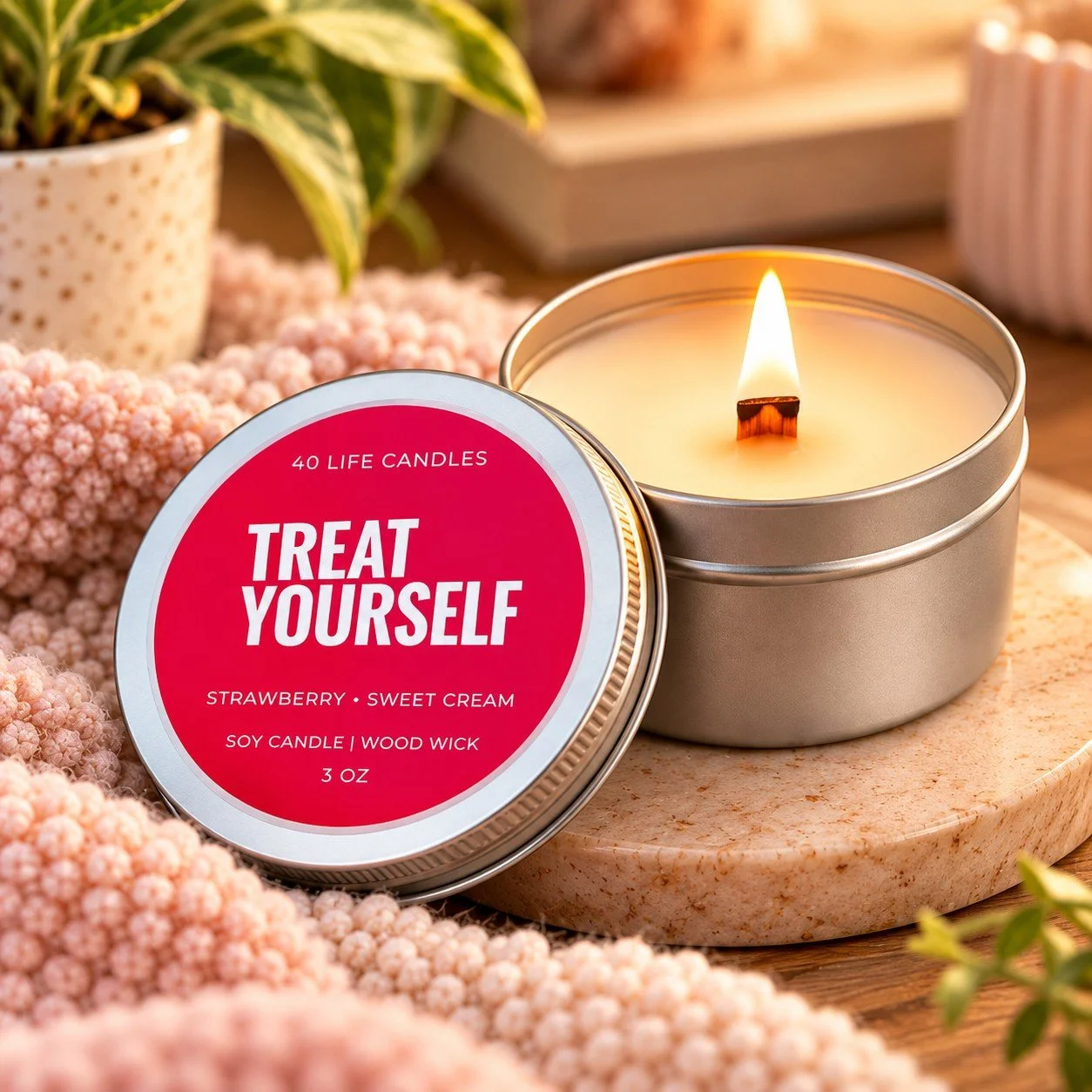 Treat Yourself Wood Wick Soy Candle