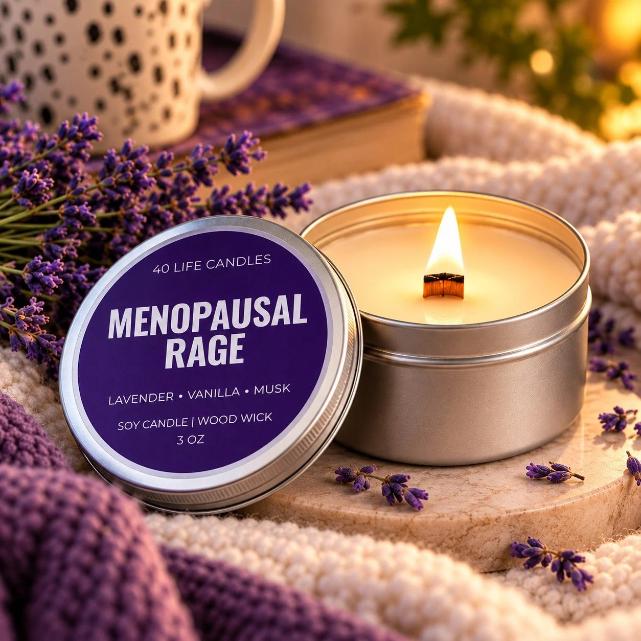 Menopausal Rage Wood Wick Soy Candle