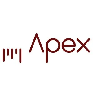 A logo with stylized vertical lines and the word 'Apex' in a modern font.