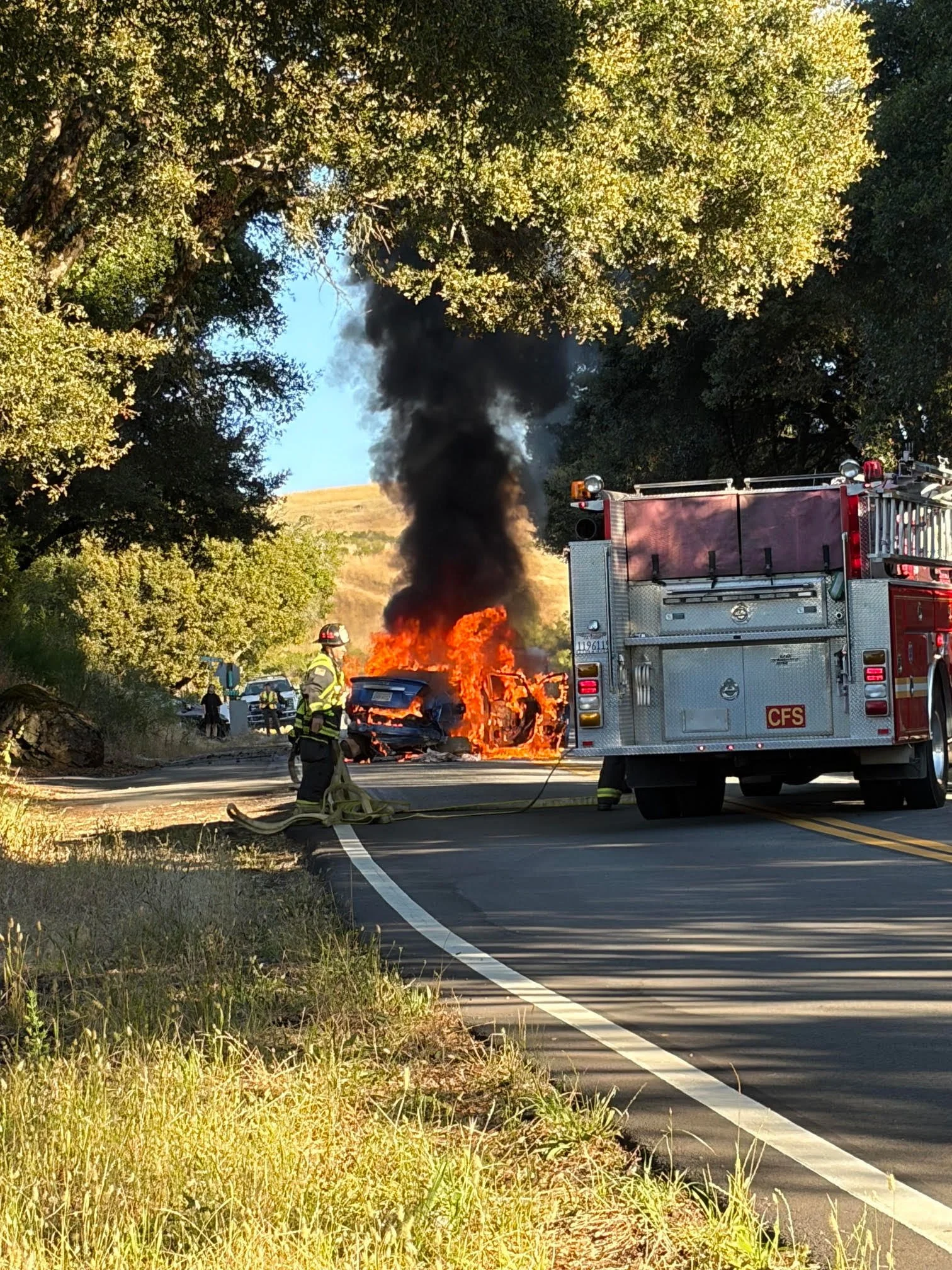 Terrible fiery rollover crash in July 2026 on Skyline